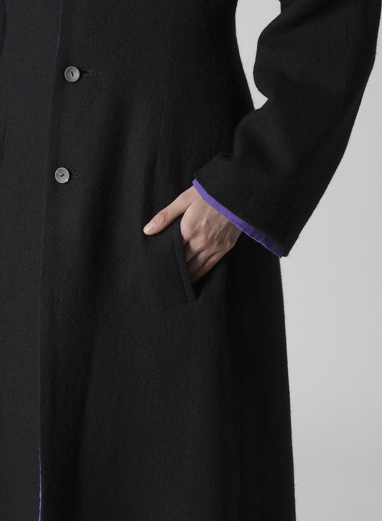 OVERDYE WOOL VIERA REVERSIBLE STAND COLLAR COAT