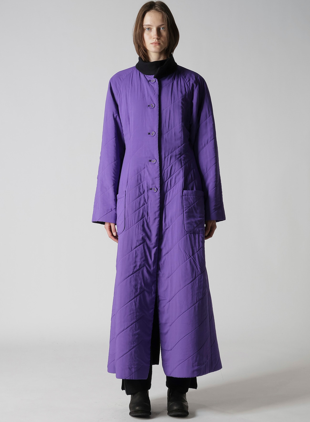 OVERDYE WOOL VIERA REVERSIBLE STAND COLLAR COAT