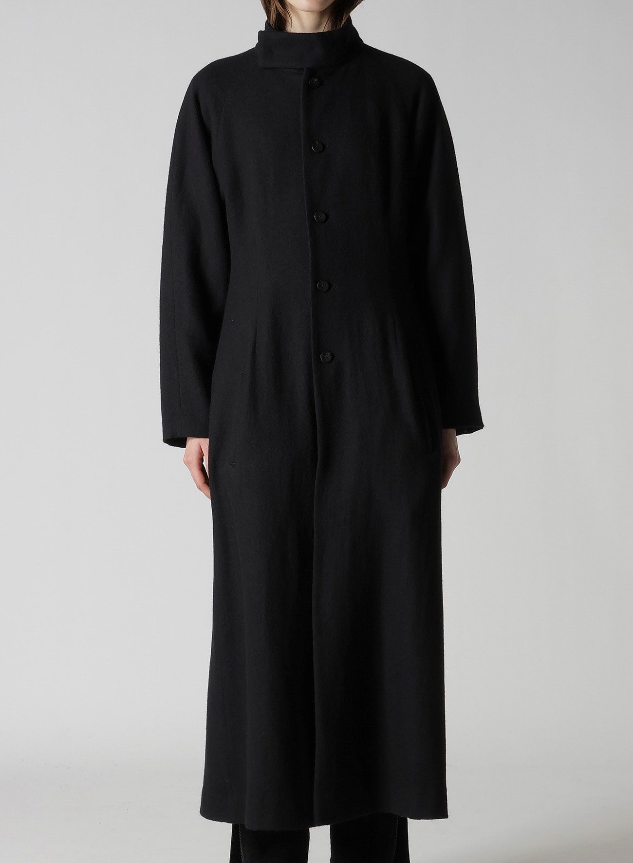 WOOL VIYELLA REVERSIBLE STAND COLLAR COAT