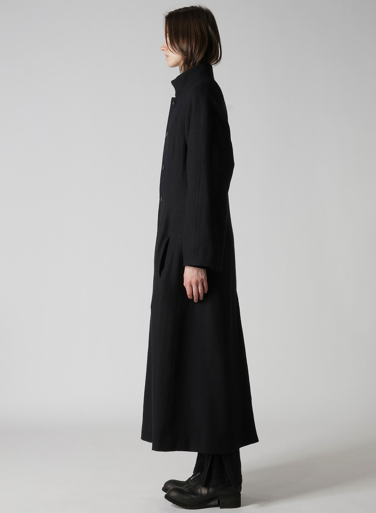 WOOL VIYELLA REVERSIBLE STAND COLLAR COAT