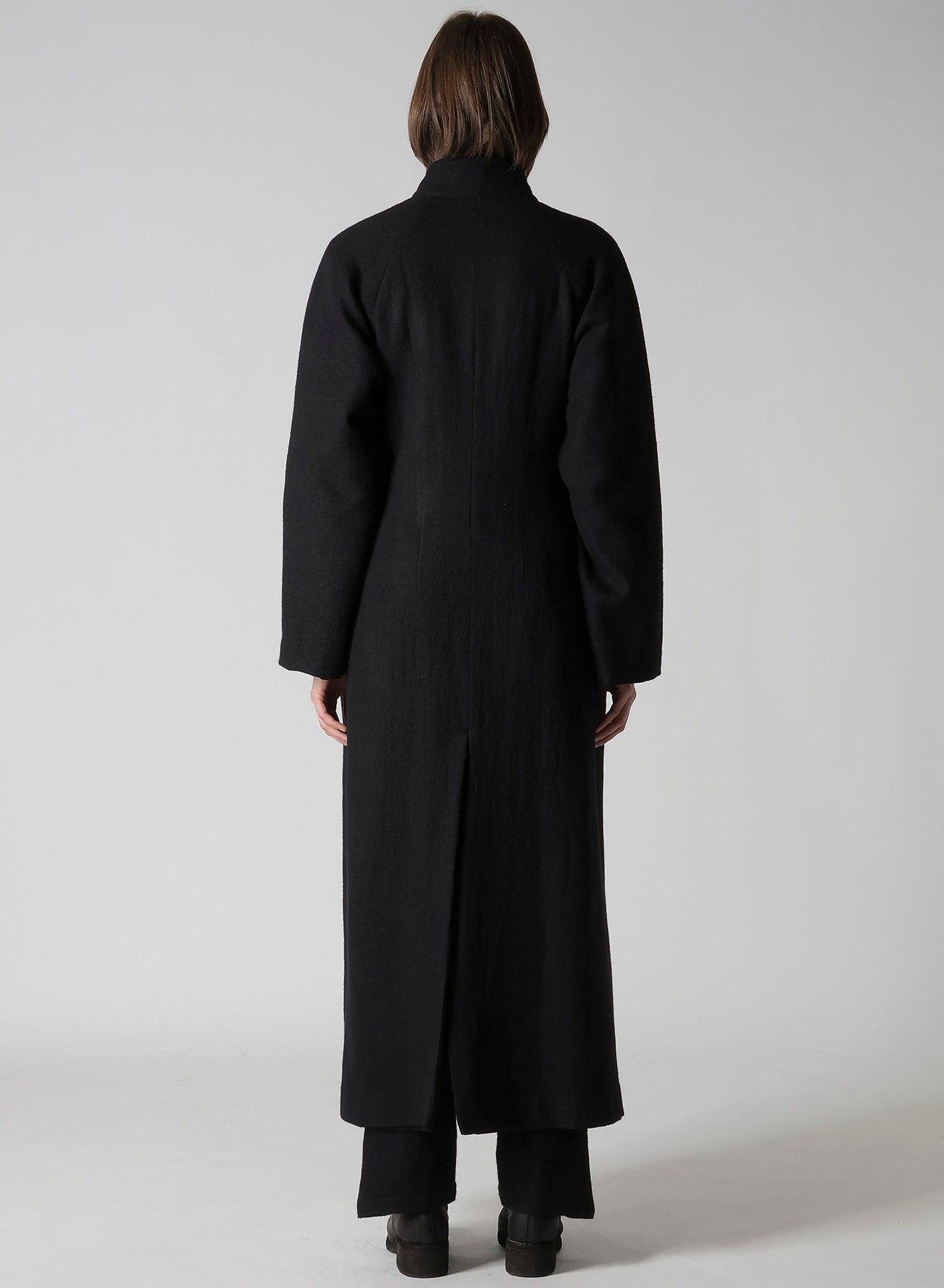WOOL VIYELLA REVERSIBLE STAND COLLAR COAT