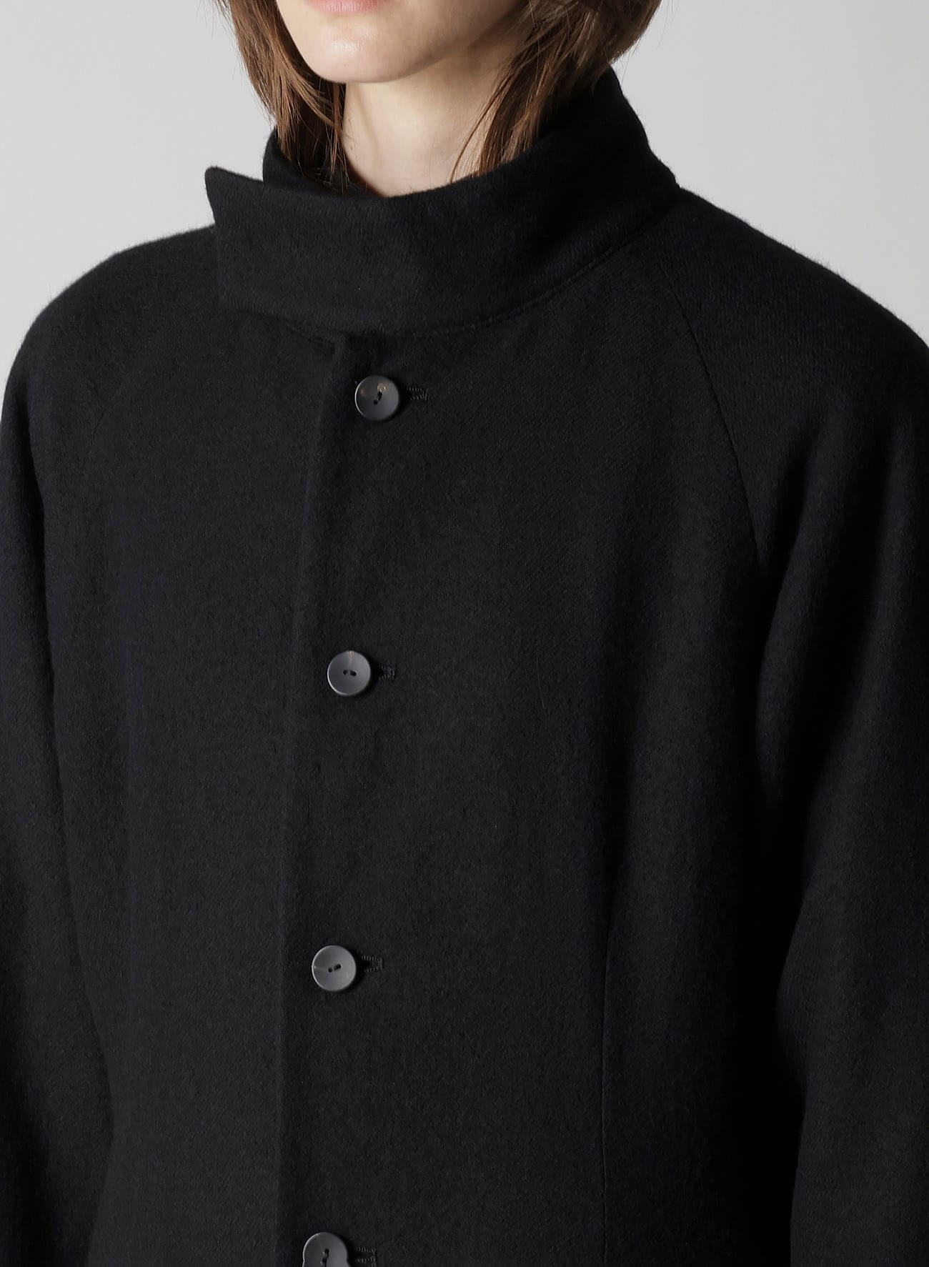 WOOL VIYELLA REVERSIBLE STAND COLLAR COAT