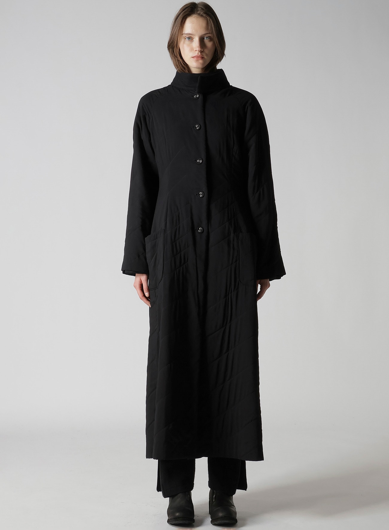 WOOL VIYELLA REVERSIBLE STAND COLLAR COAT