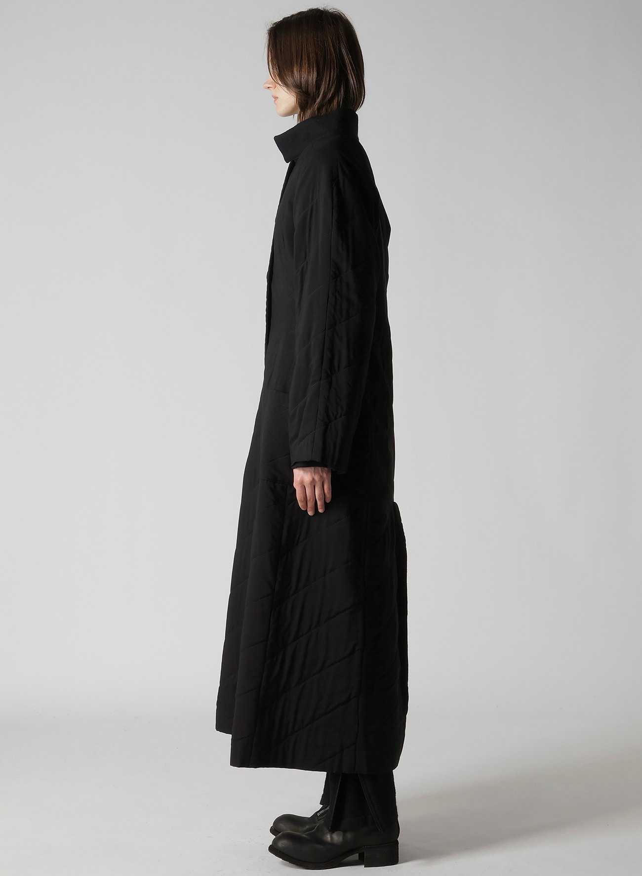 WOOL VIYELLA REVERSIBLE STAND COLLAR COAT