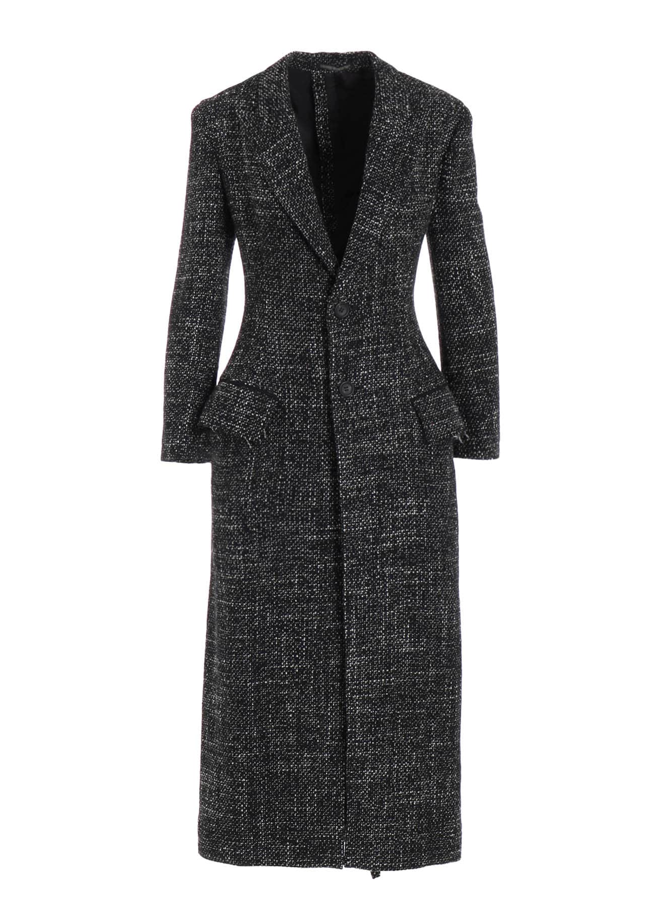 HANDMADE TWEED BACK LACE UP LONG COAT