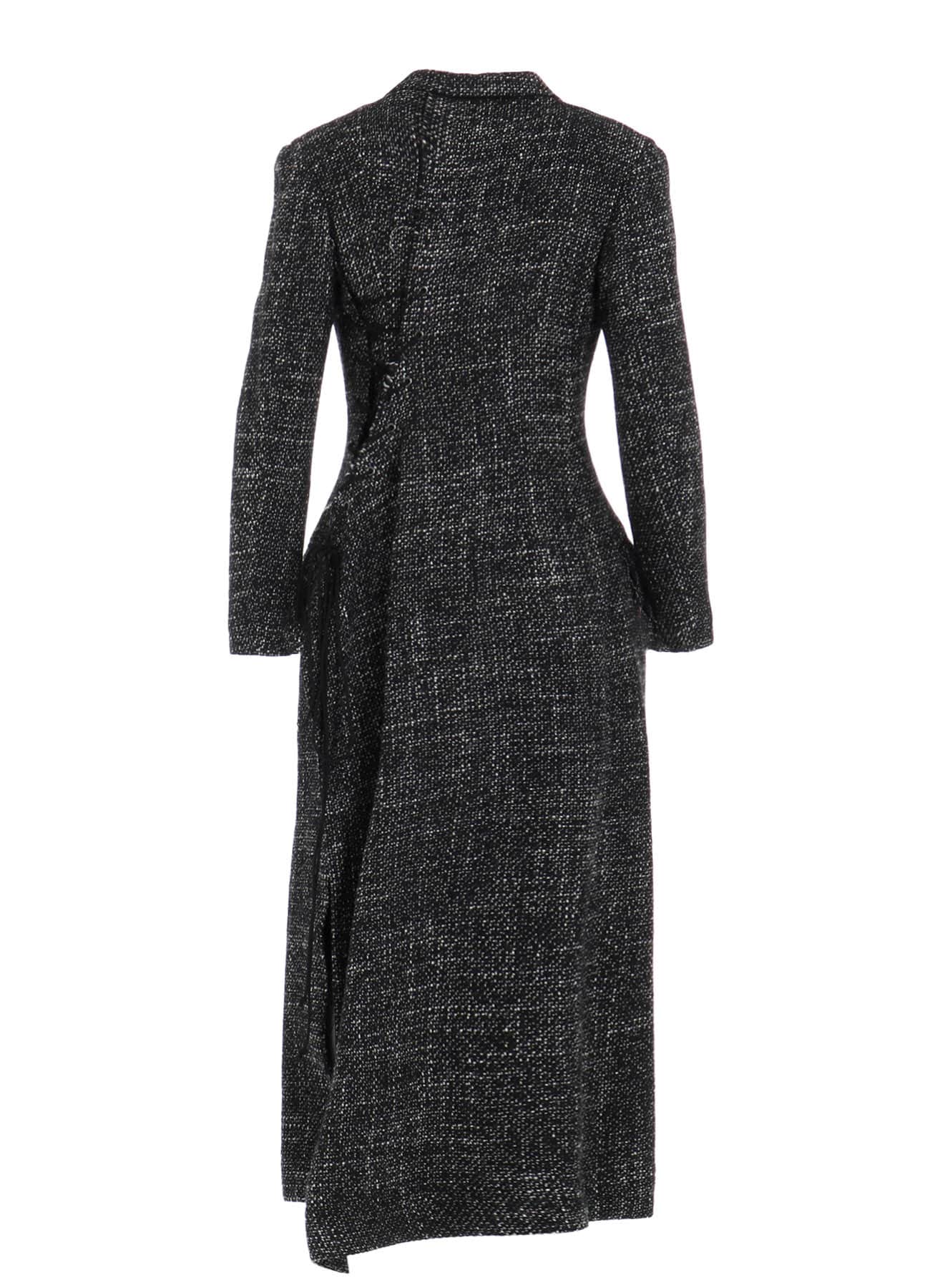 HANDMADE TWEED BACK LACE UP LONG COAT