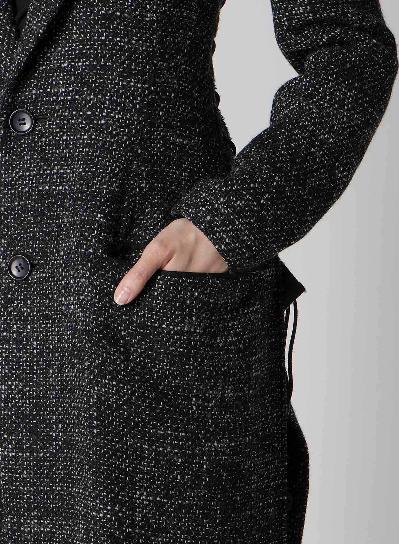 HANDMADE TWEED BACK LACE UP LONG COAT