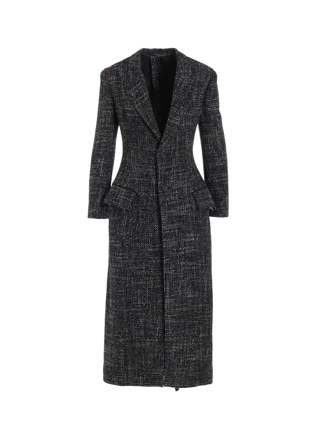 HANDMADE TWEED BACK LACE UP LONG COAT