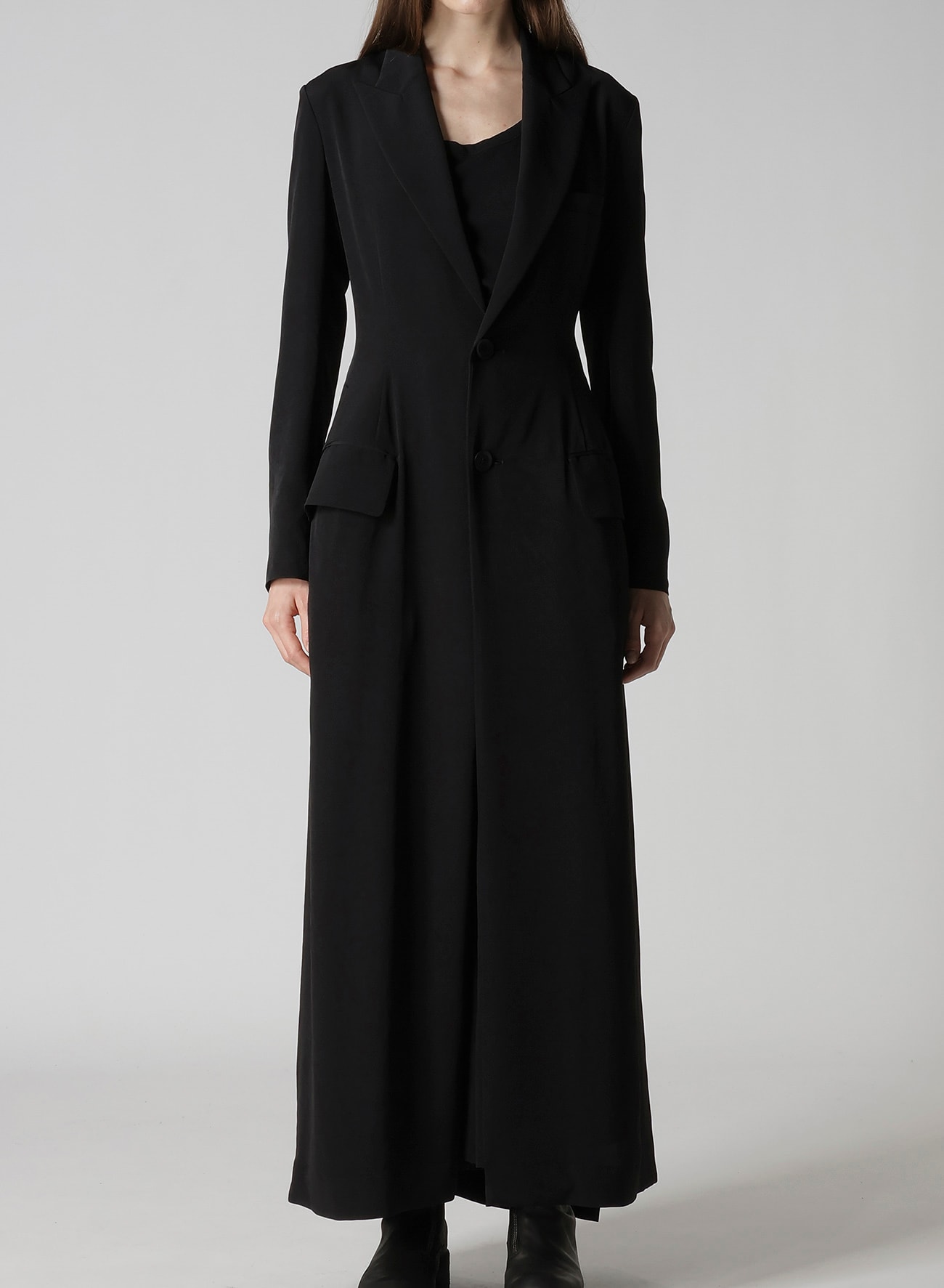 TA/PE CREPE DE CHINE BACK LACE UP LONG COAT