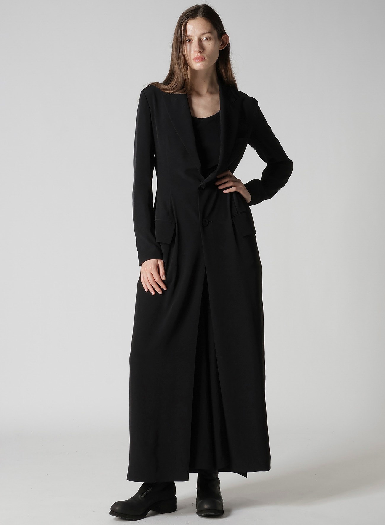 TA/PE CREPE DE CHINE BACK LACE UP LONG COAT
