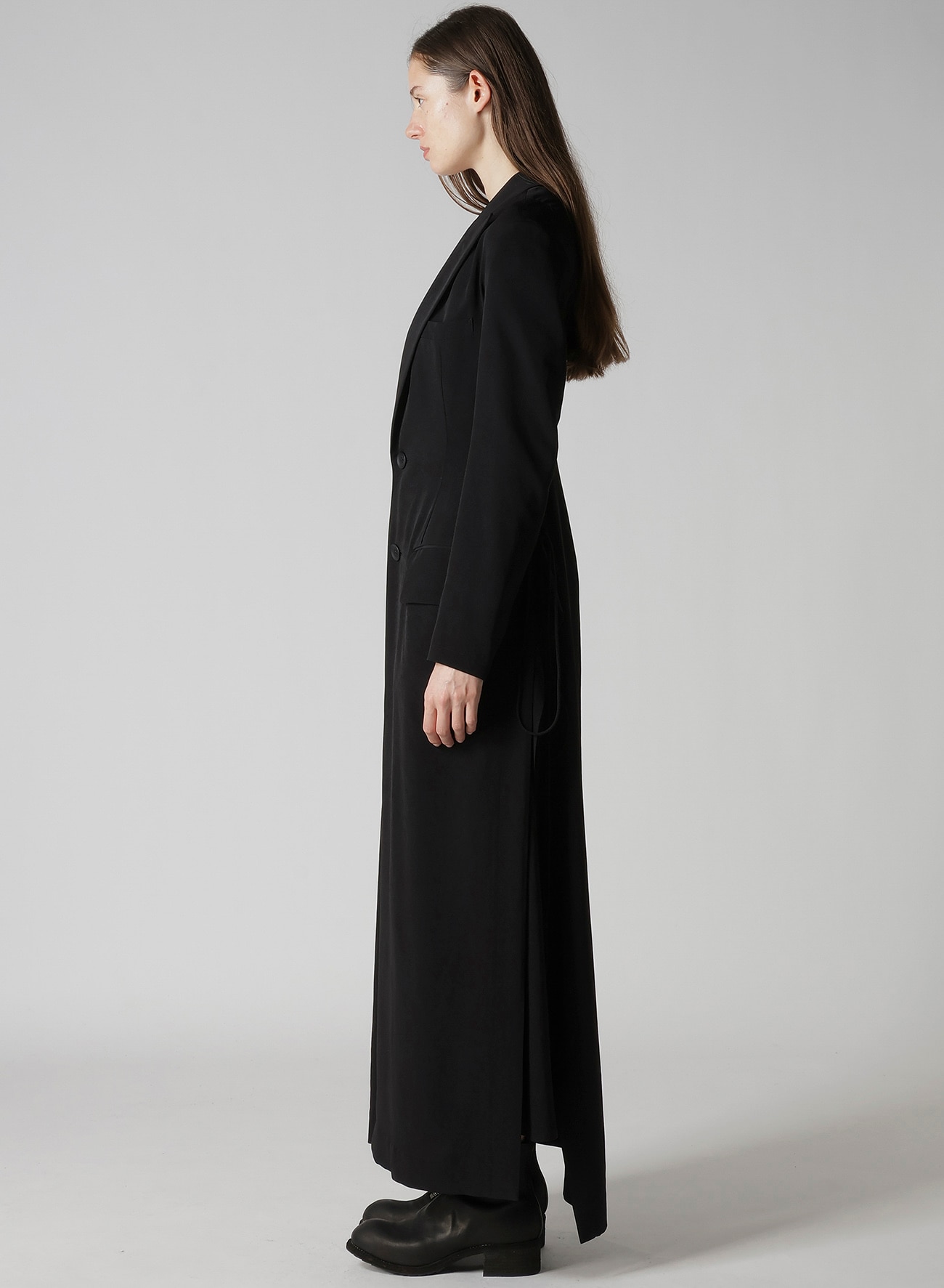 TA/PE CREPE DE CHINE BACK LACE UP LONG COAT