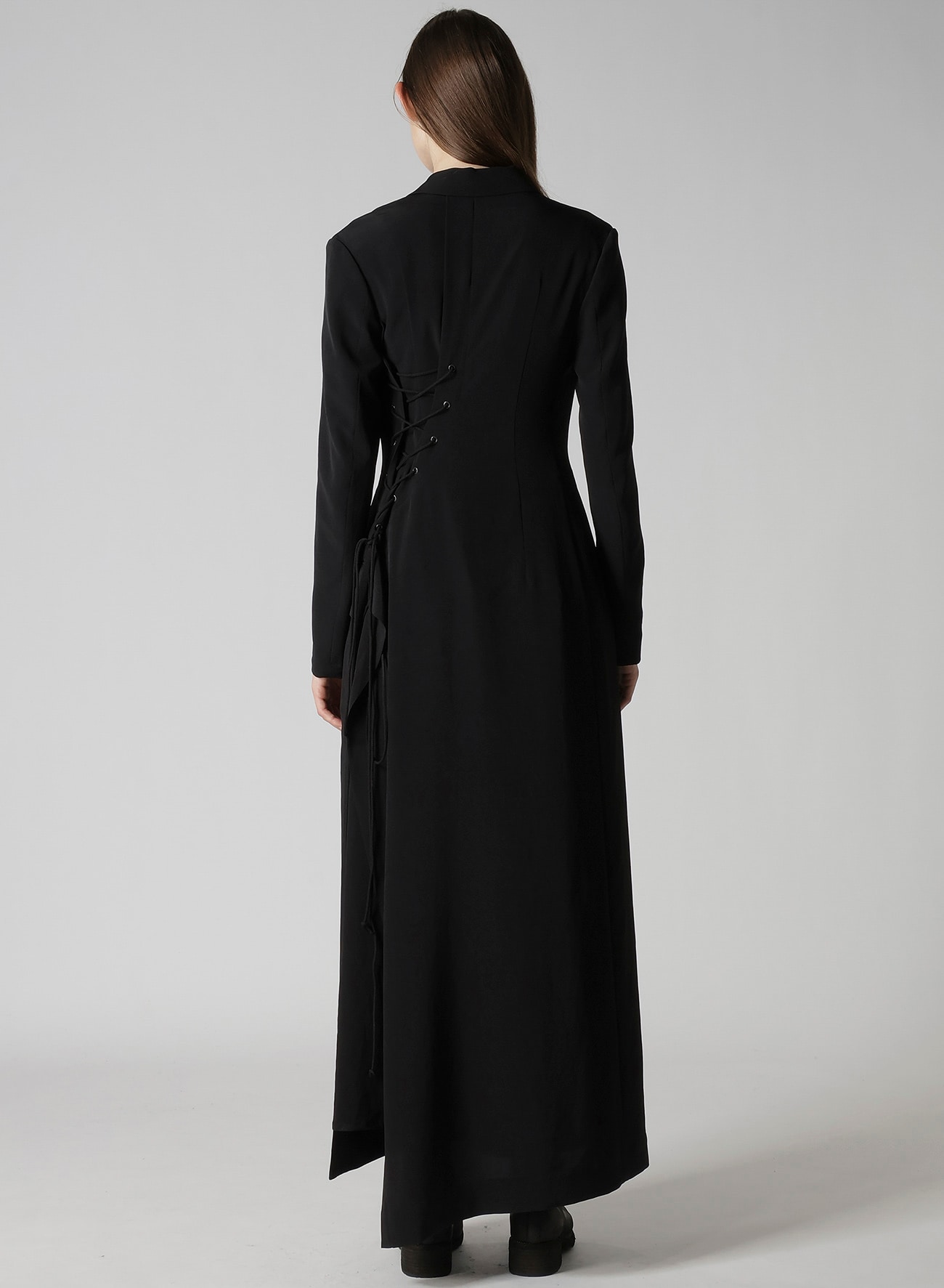 TA/PE CREPE DE CHINE BACK LACE UP LONG COAT