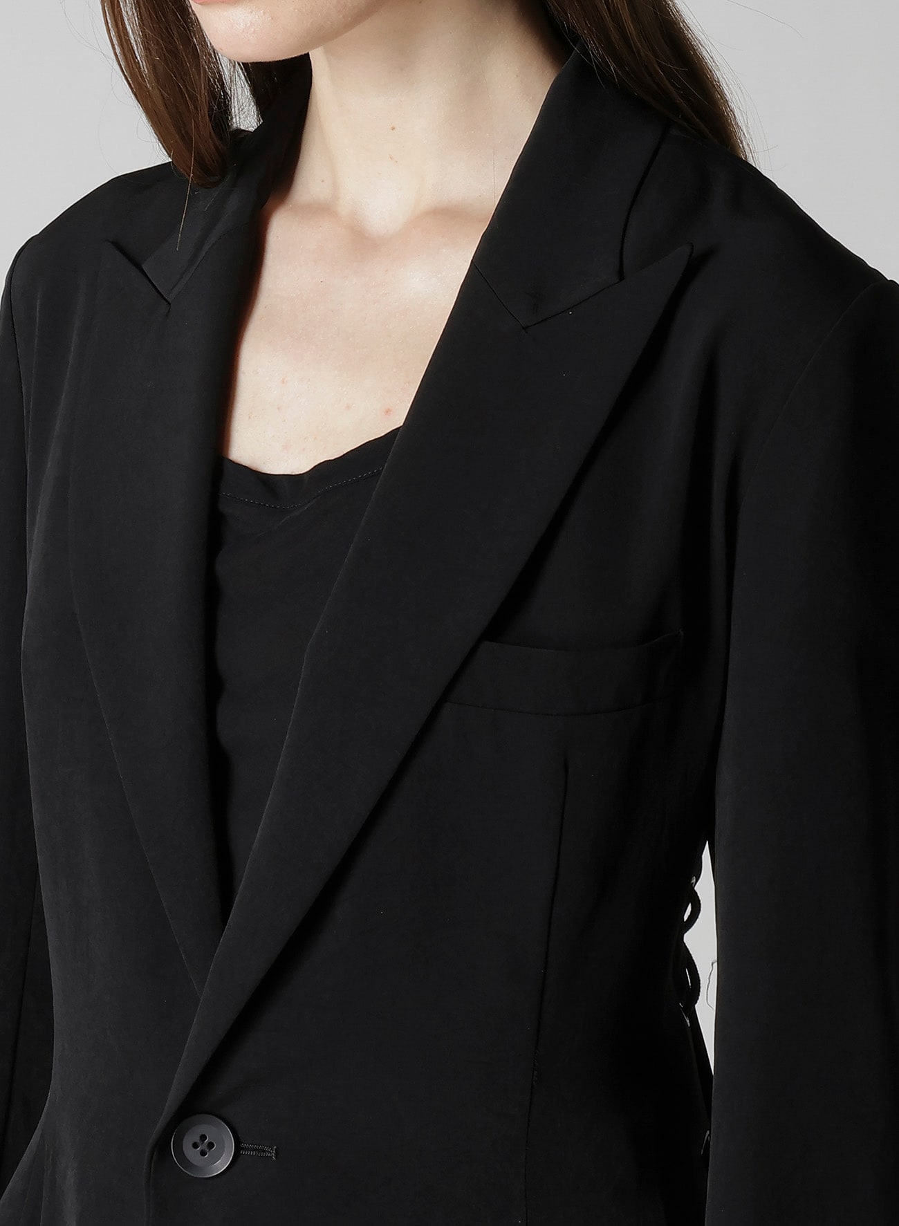 TA/PE CREPE DE CHINE BACK LACE UP LONG COAT