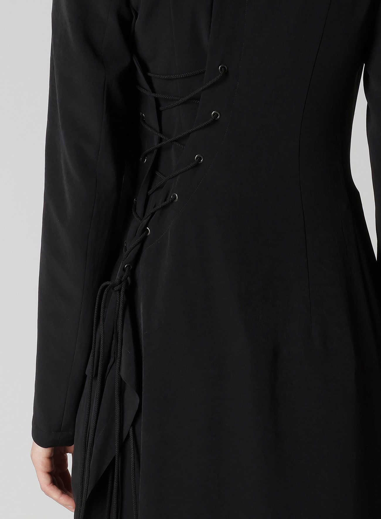 TA/PE CREPE DE CHINE BACK LACE UP LONG COAT