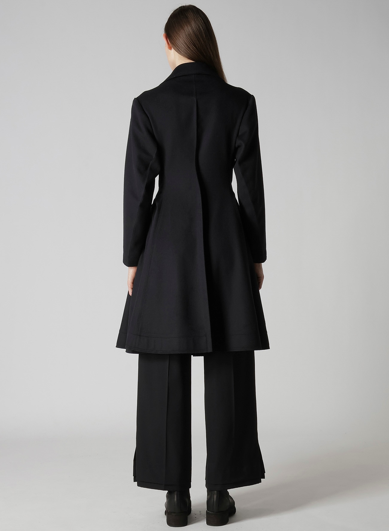 W/Ca BEAVER CLOTH PANELED FLARE COAT