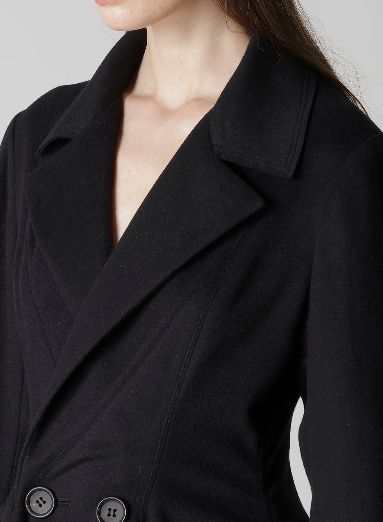 W/Ca BEAVER CLOTH PANELED FLARE COAT