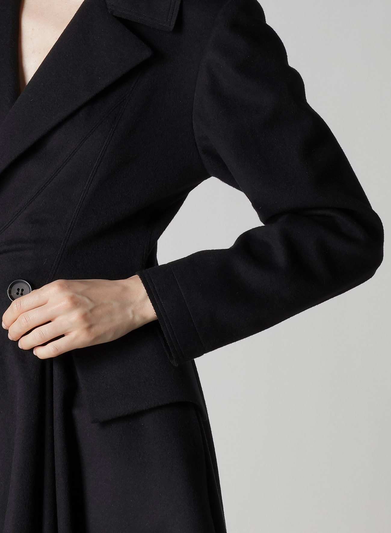 W/Ca BEAVER CLOTH PANELED FLARE COAT