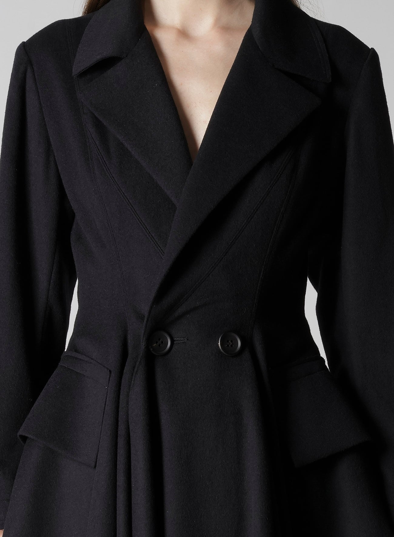 W/Ca BEAVER CLOTH PANELED FLARE COAT