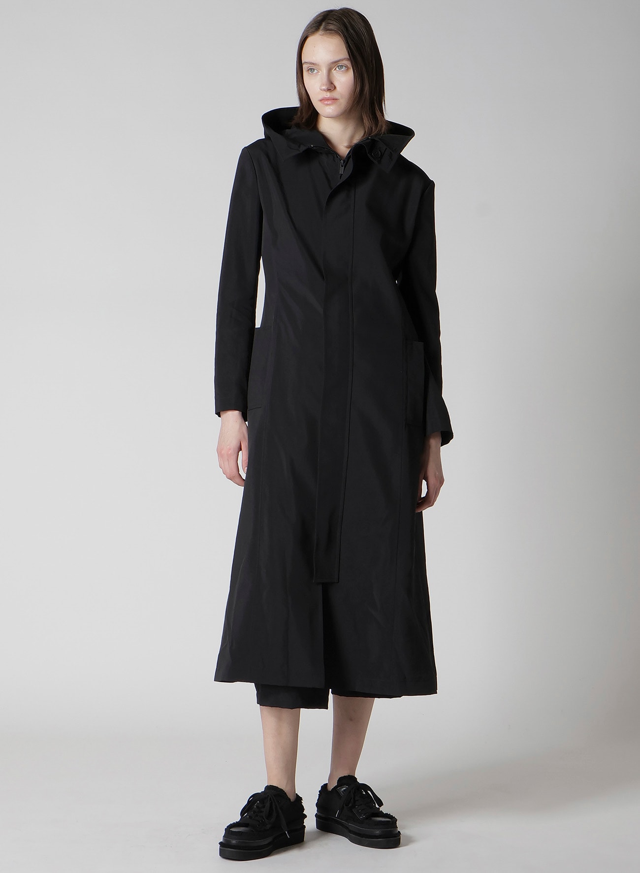 Ny/Si TAFFETA HOODED ZIP COAT