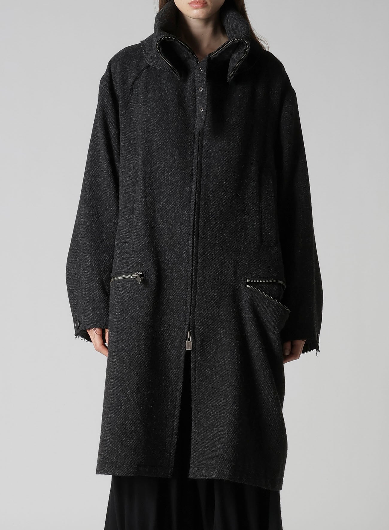 TWEED CLOTH B COLLAR COAT