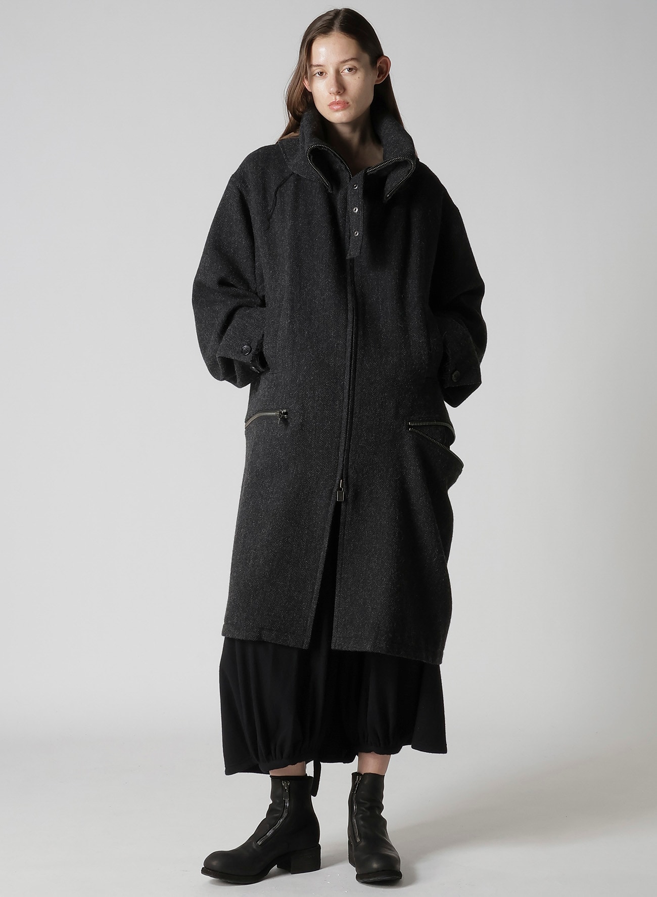 TWEED CLOTH B COLLAR COAT