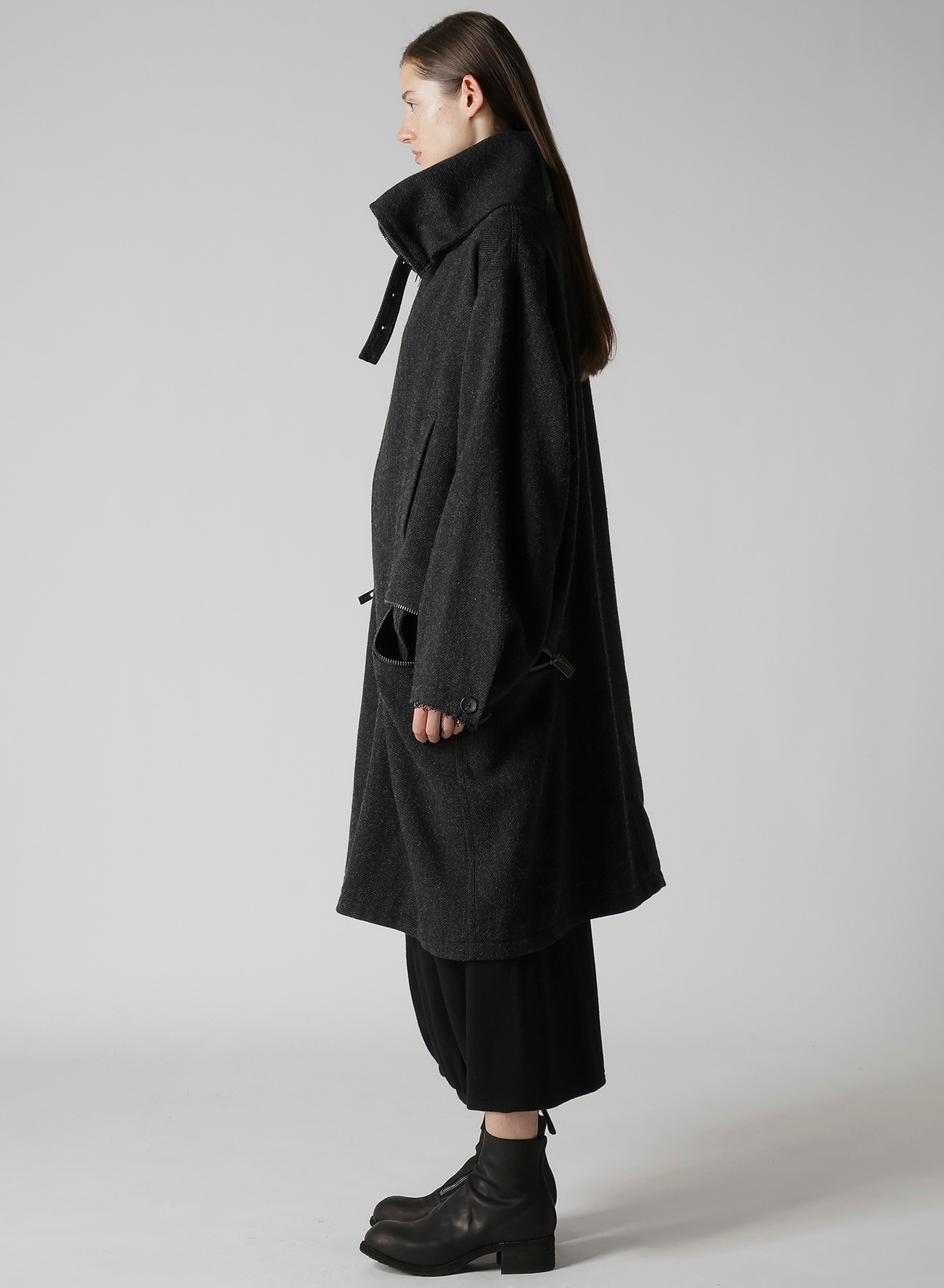 TWEED CLOTH B COLLAR COAT