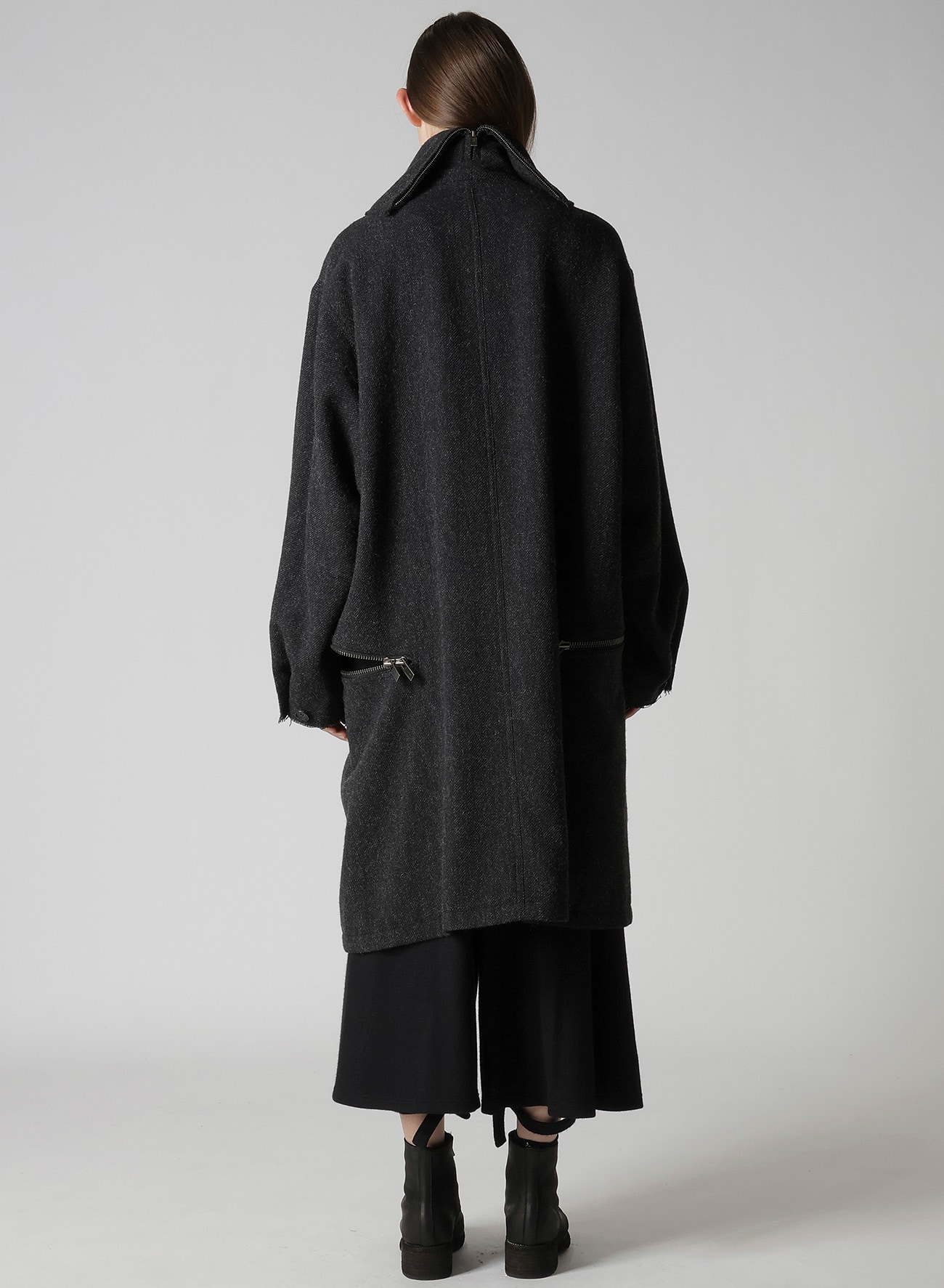 TWEED CLOTH B COLLAR COAT