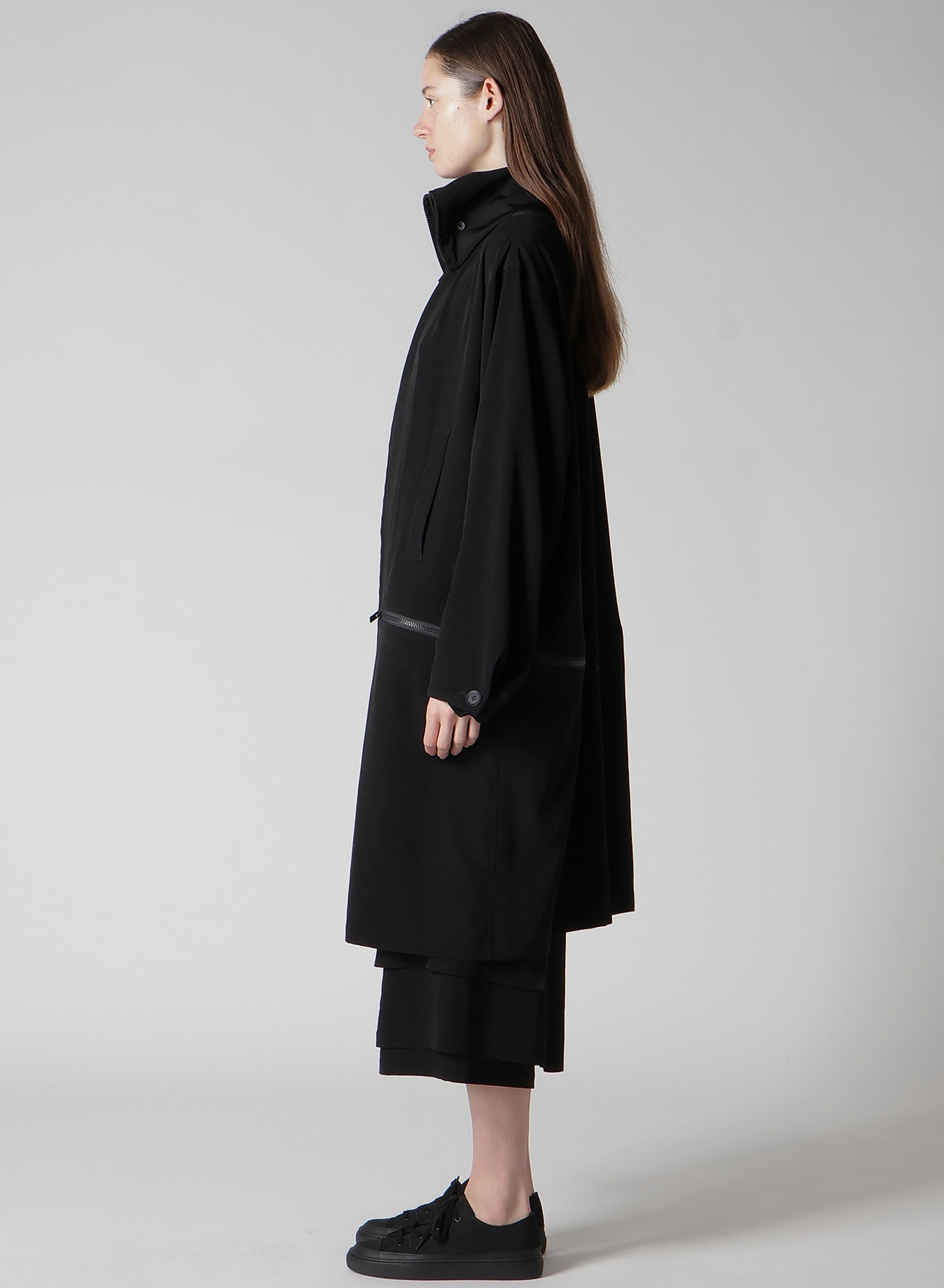TA/PE CREPE DE CHINE B COLLAR COAT