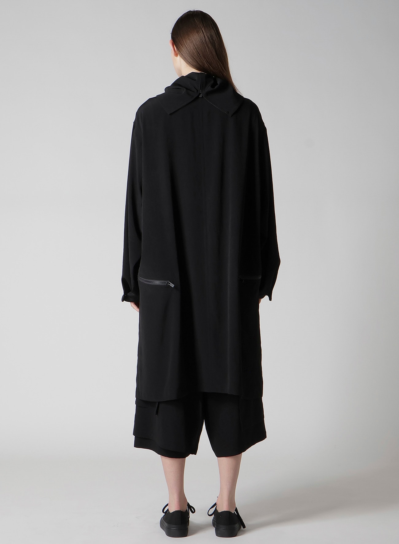 TA/PE CREPE DE CHINE B COLLAR COAT