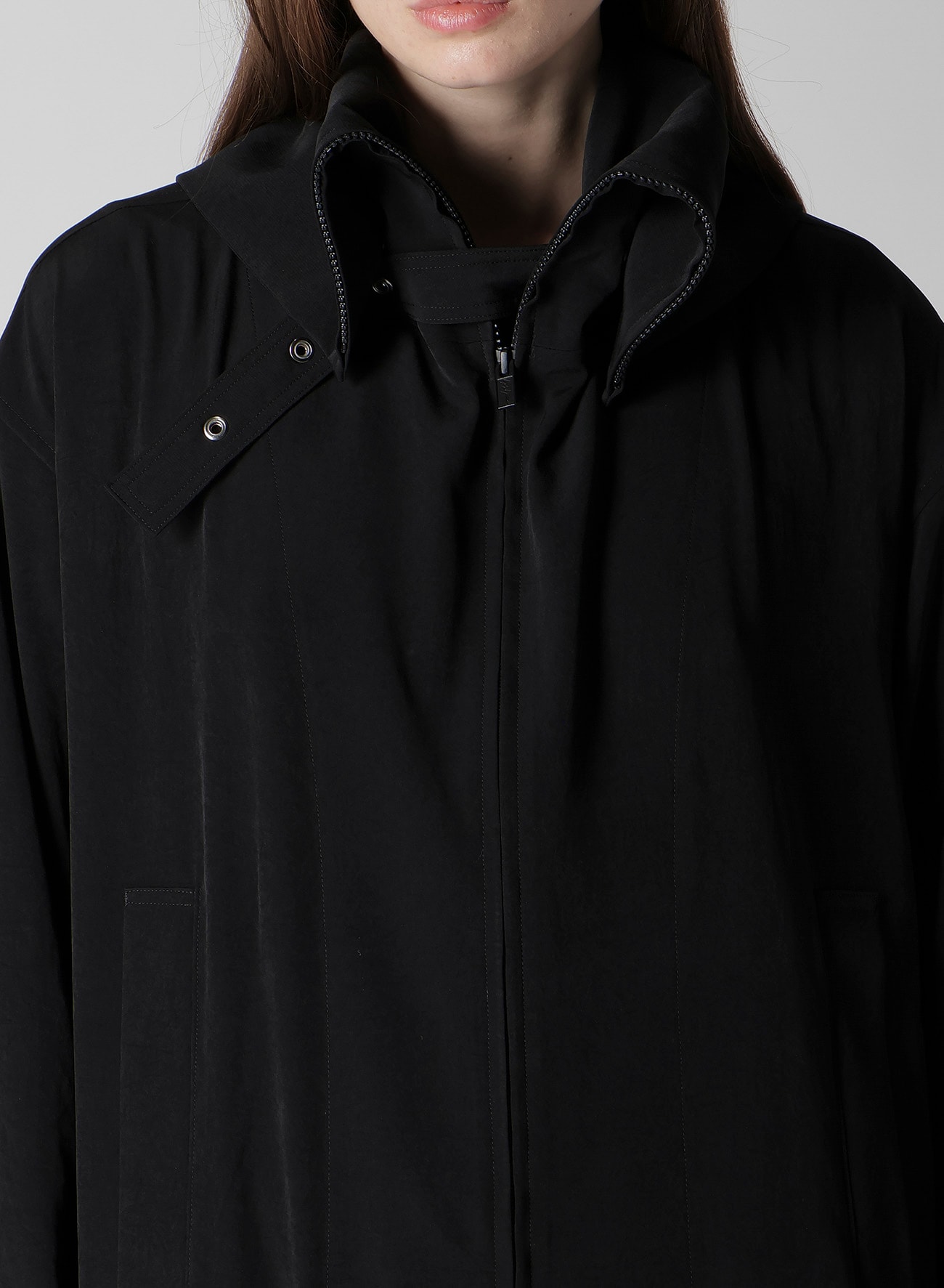 TA/PE CREPE DE CHINE B COLLAR COAT