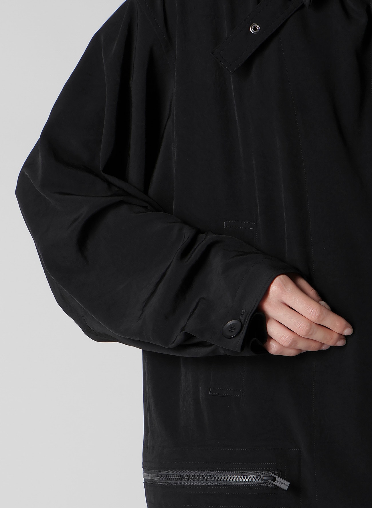 TA/PE CREPE DE CHINE B COLLAR COAT