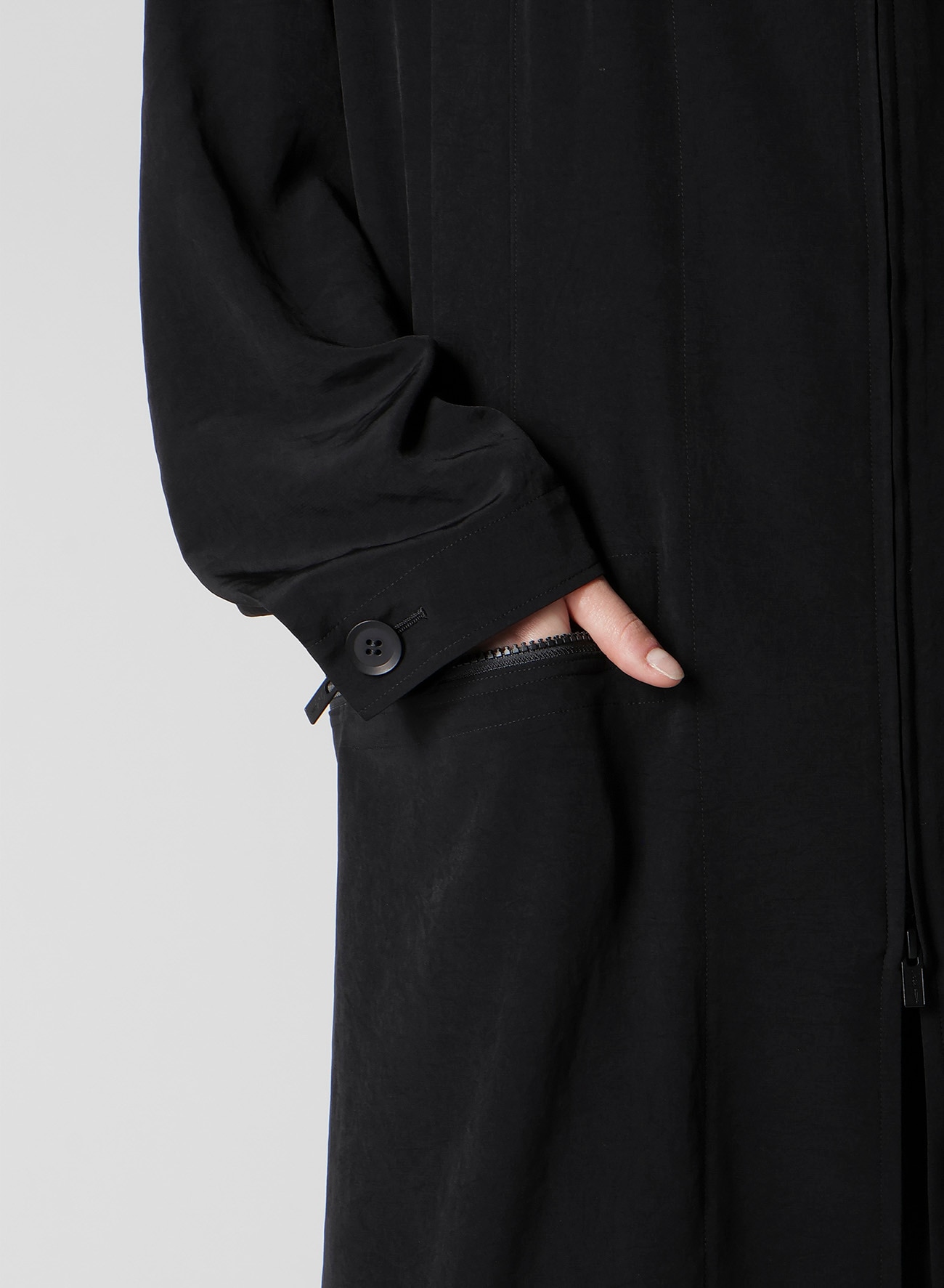 TA/PE CREPE DE CHINE B COLLAR COAT