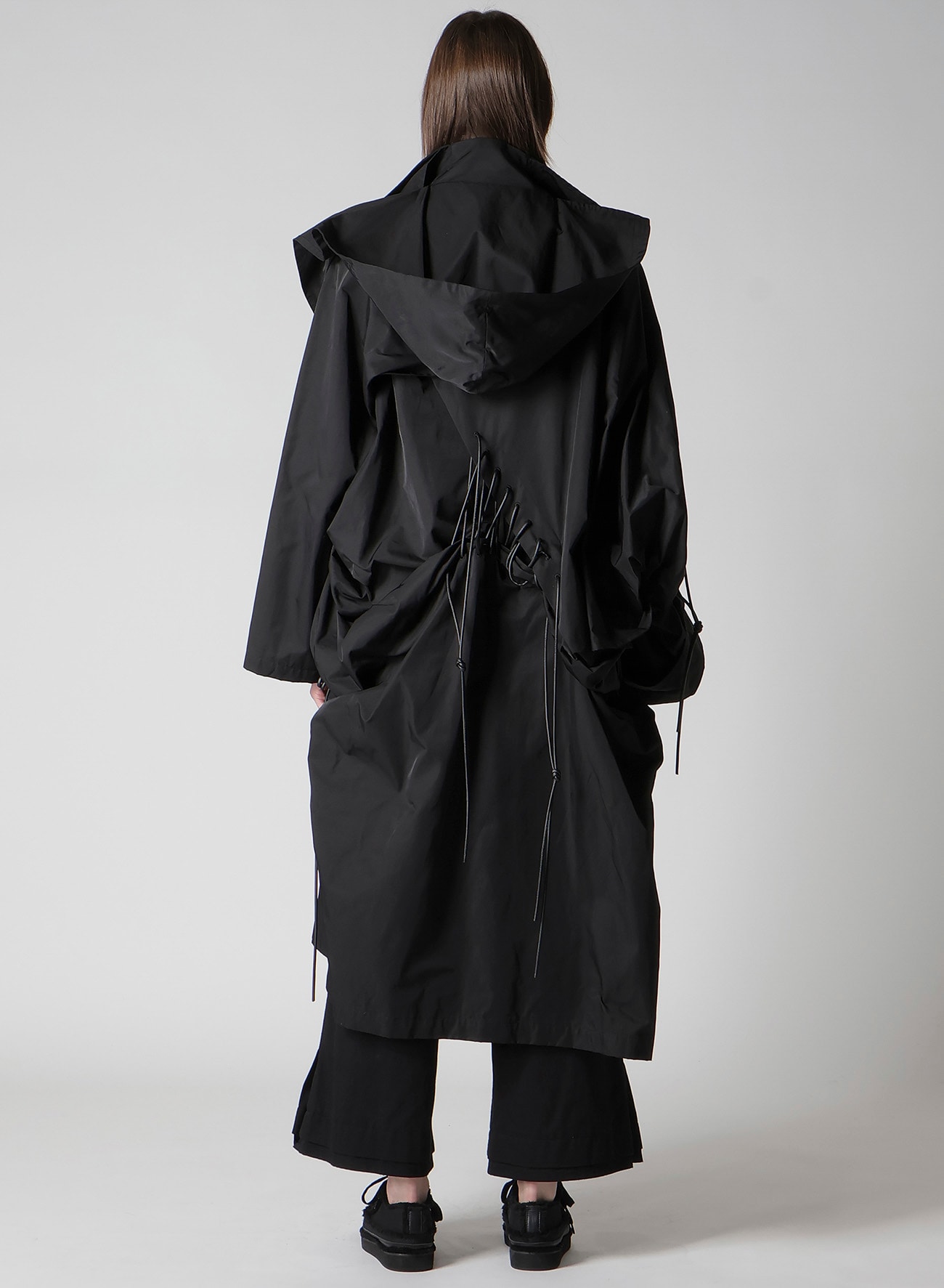 Ny/C TWILL LACE UP DOUBLE LAYERED COAT