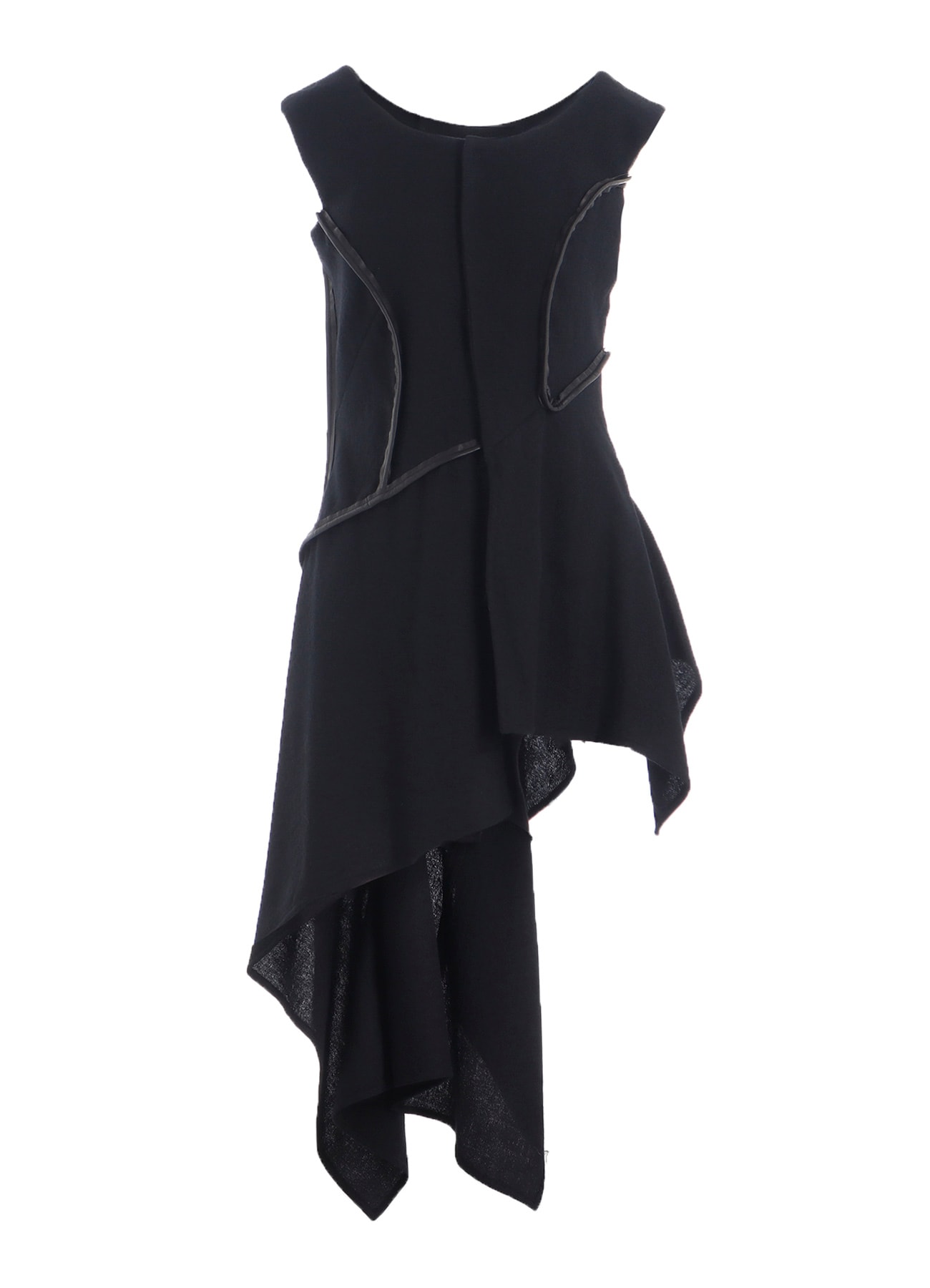 WOOL VIYELLA LEATHER PIPING DRESS