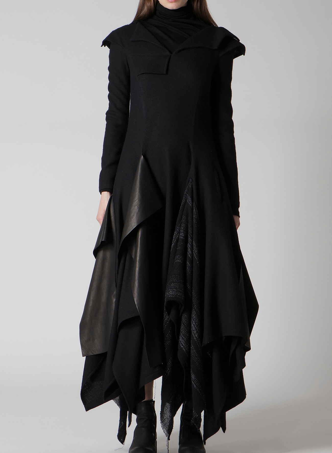 WOOL VIYELLA DRAPED FLARE DRESS