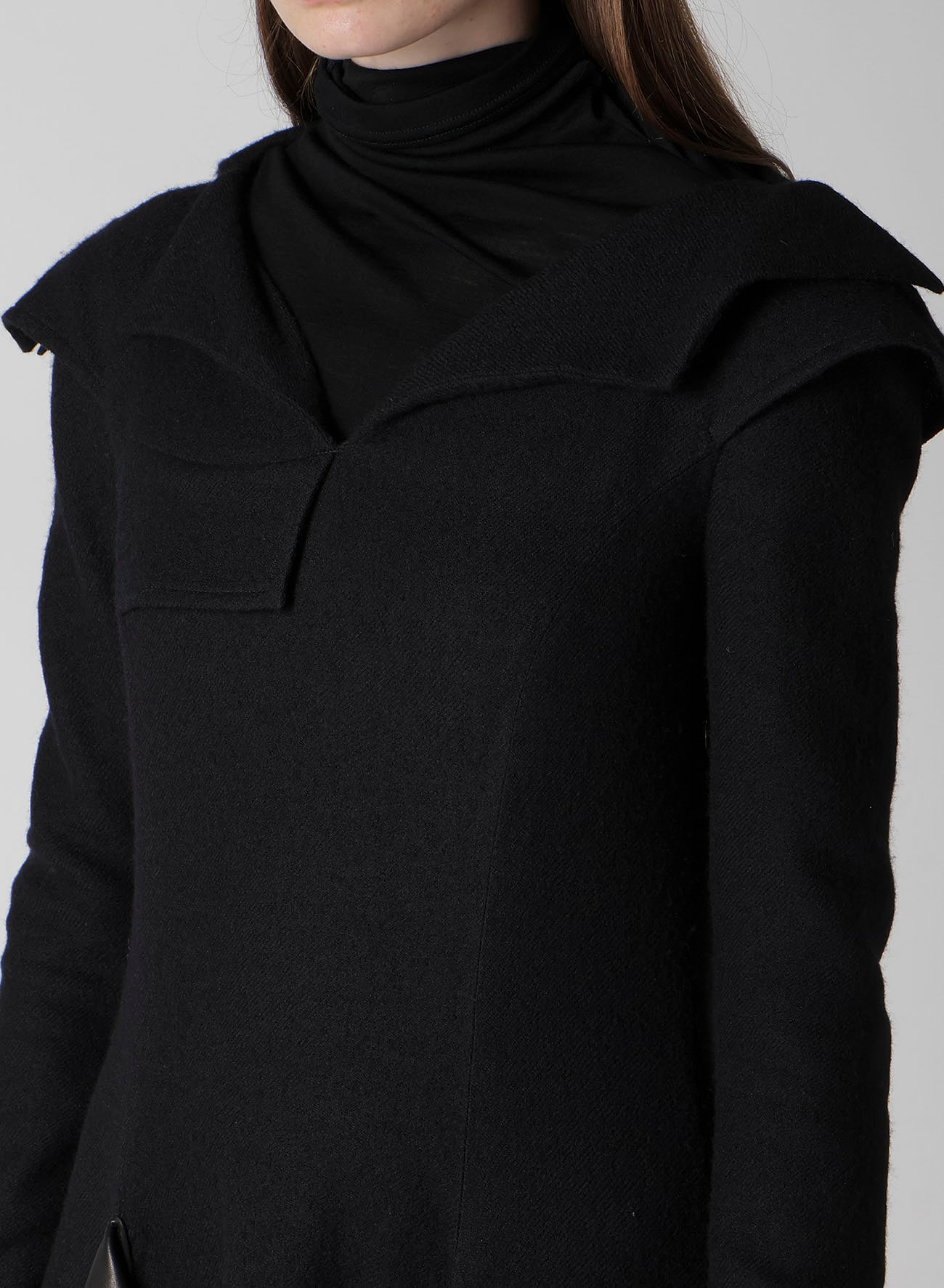 WOOL VIYELLA DRAPED FLARE DRESS