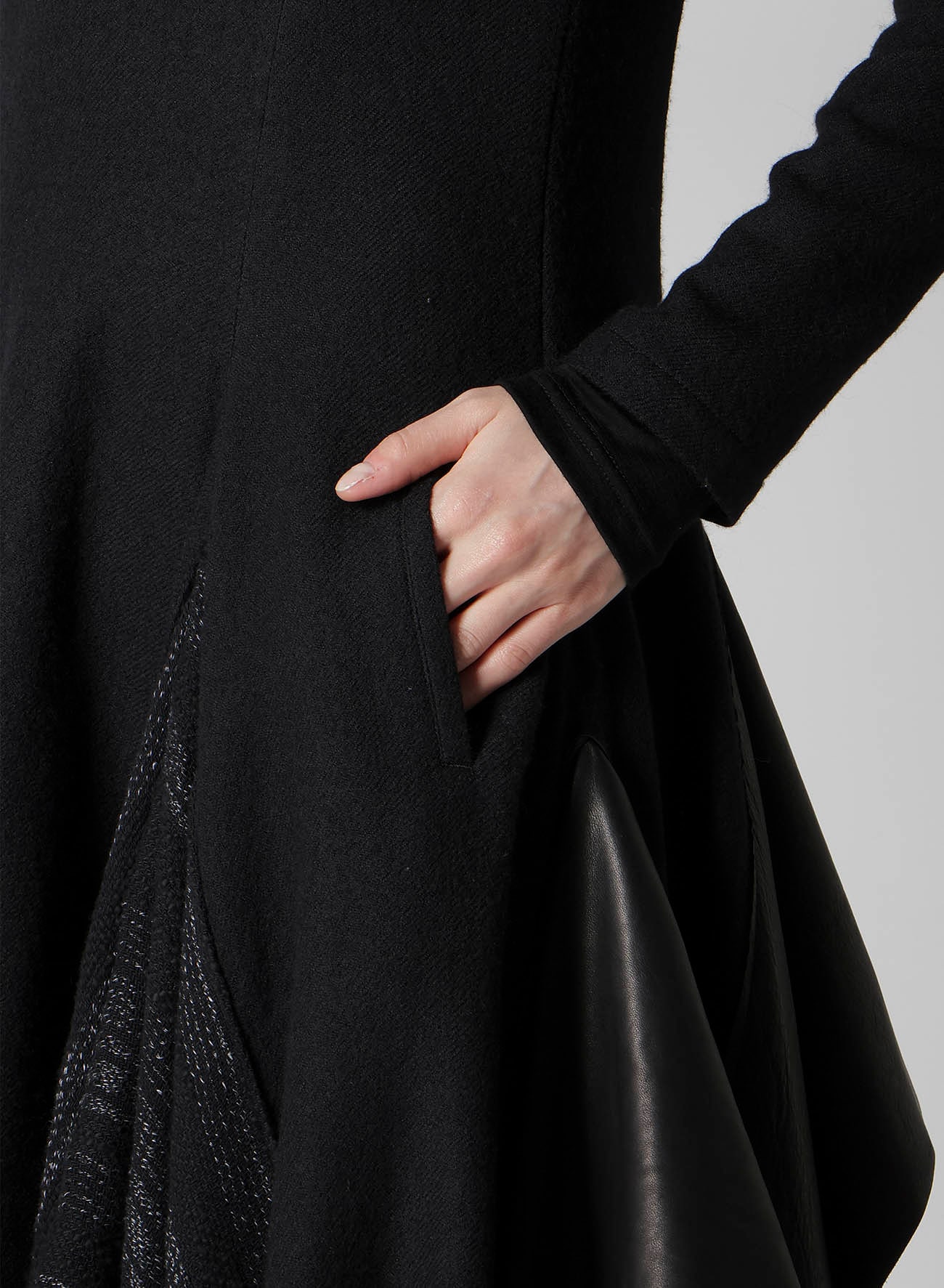 WOOL VIYELLA DRAPED FLARE DRESS