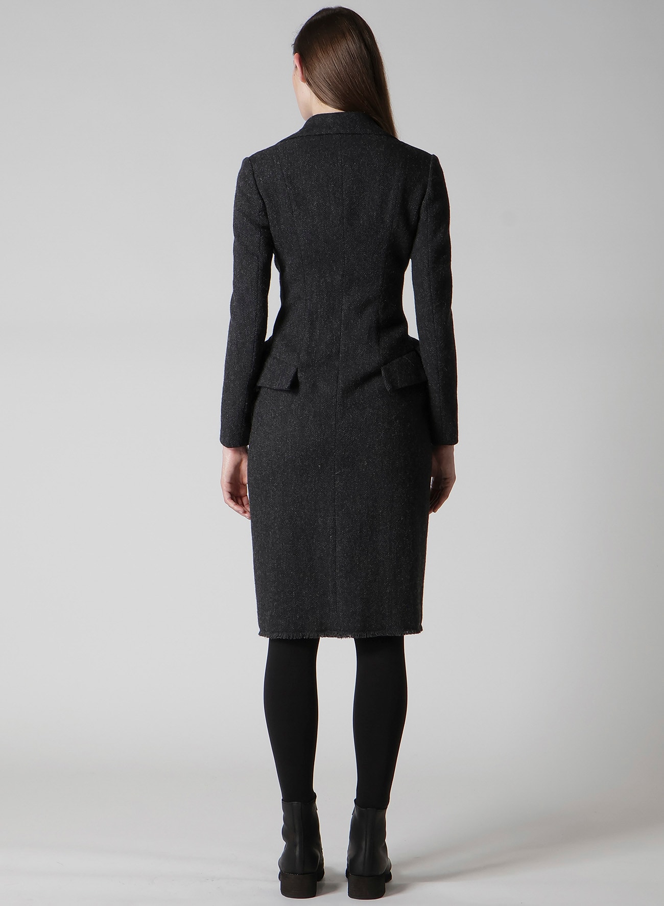 TWEED CLOTH FLAP DETAIL SLIM DRESS