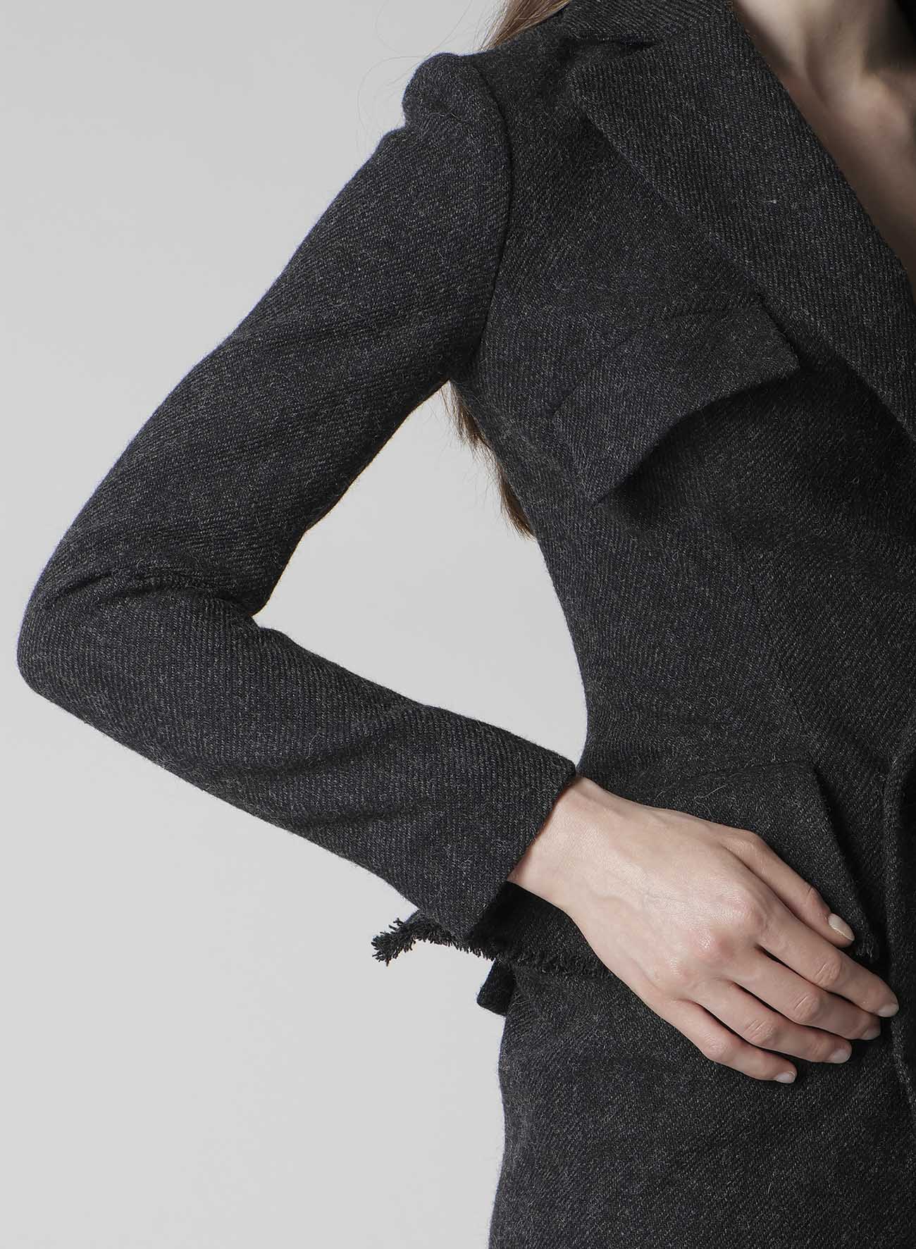 TWEED CLOTH FLAP DETAIL SLIM DRESS