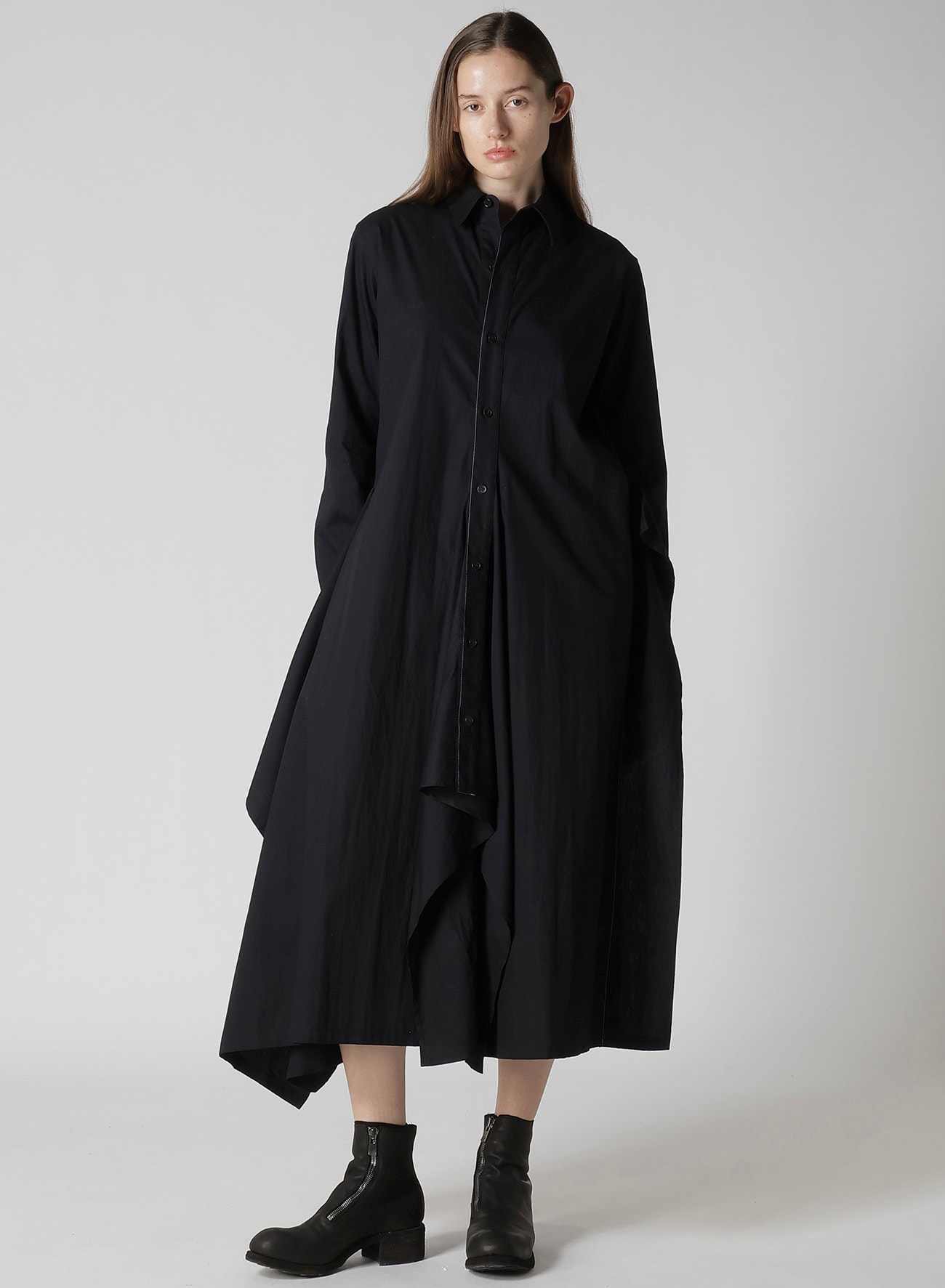 COTTON BROAD DRAPED SHIRT DRESS