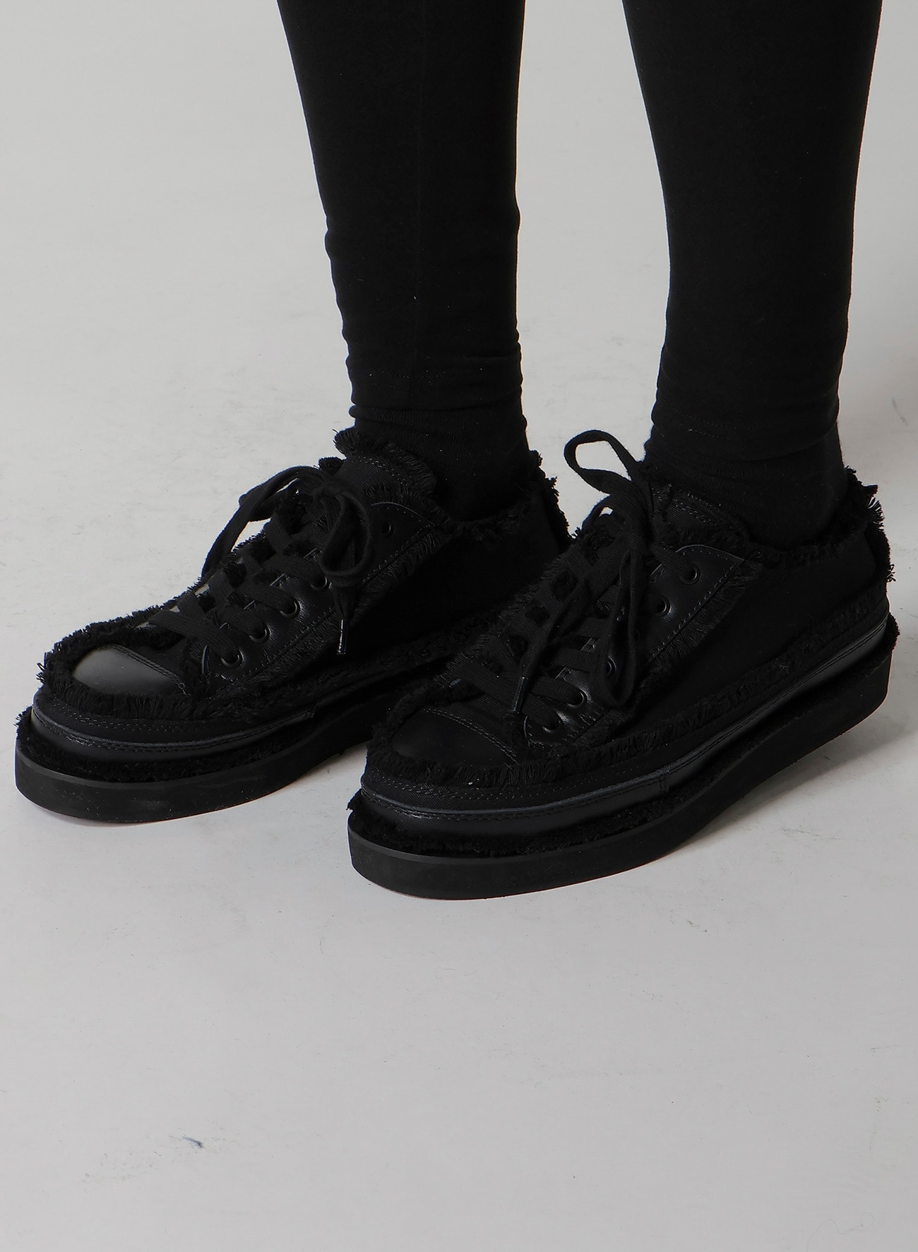 COTTON CANVAS A LOW-CUT FRINGE SNEAKERS