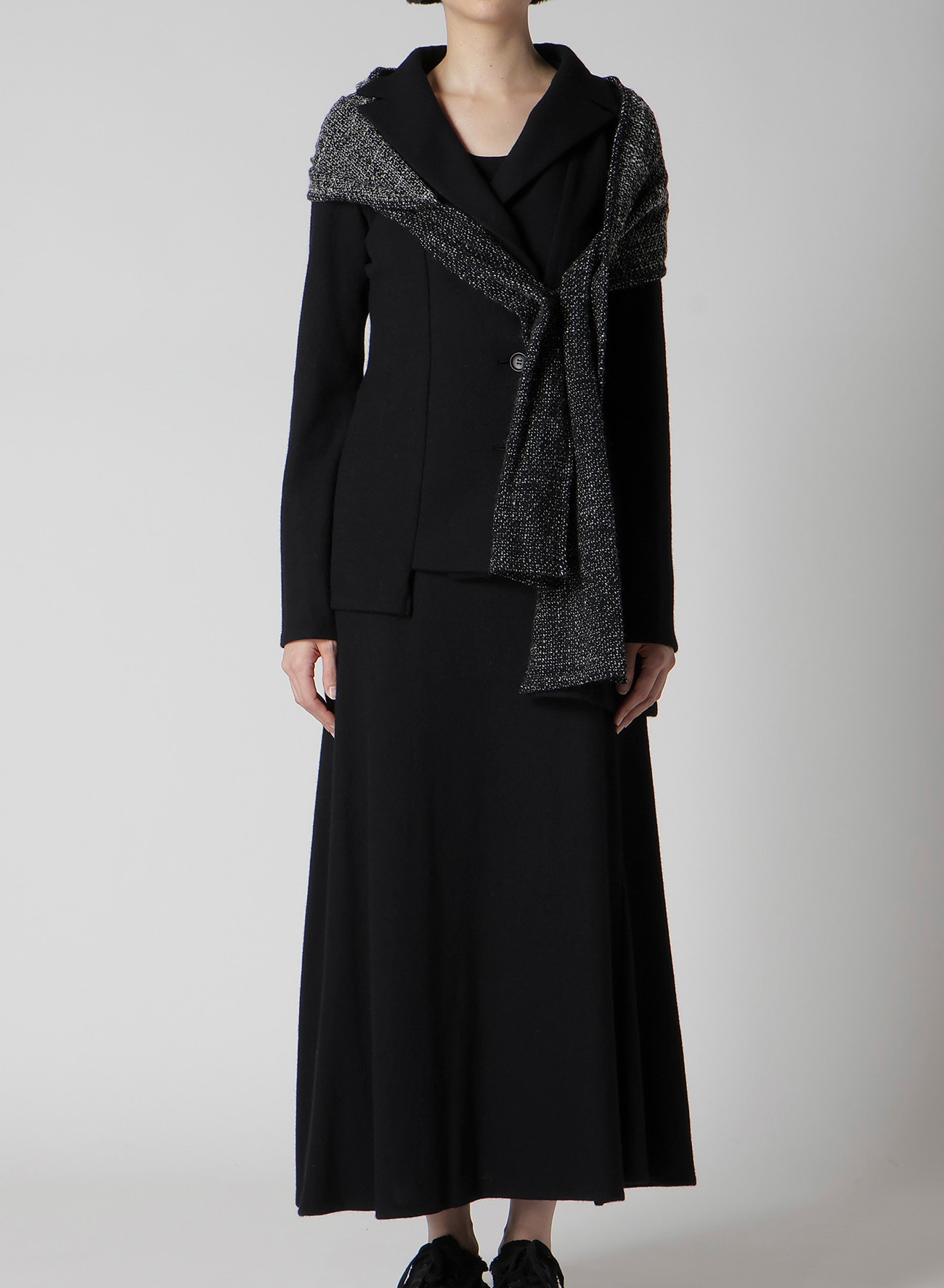 SOFT WOLLEN 1/14 FABRIC COMBI O COLLAR JACKET