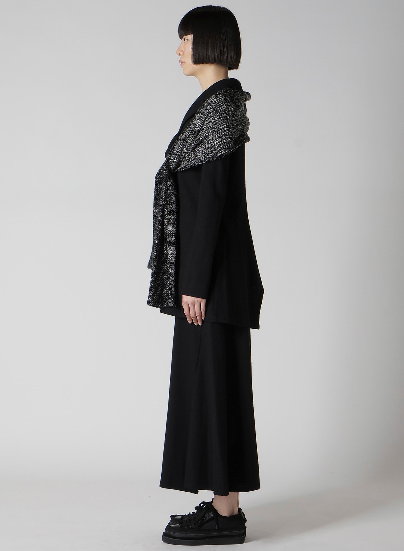 SOFT WOLLEN 1/14 FABRIC COMBI O COLLAR JACKET