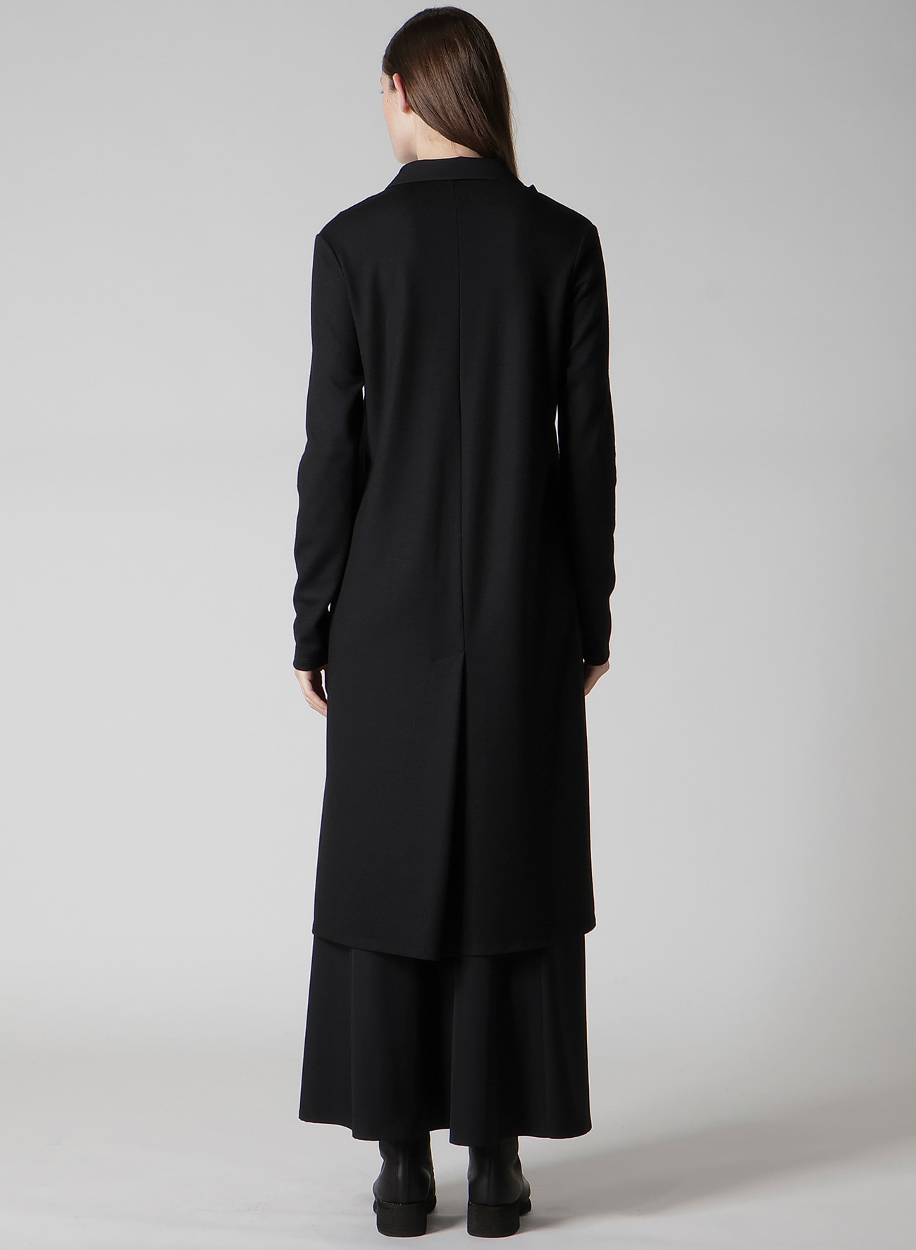 WASHABLE WOOL FABRIC COMBI LONG JACKET