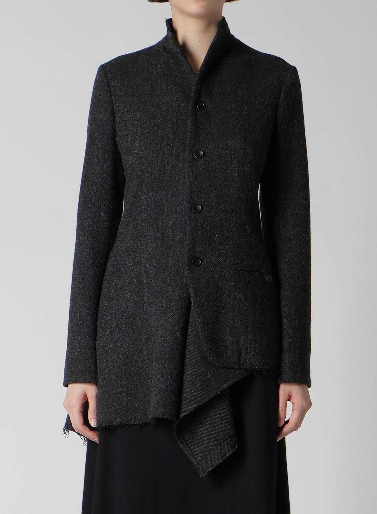 TWEED CLOTH R LONG STAND C JACKET