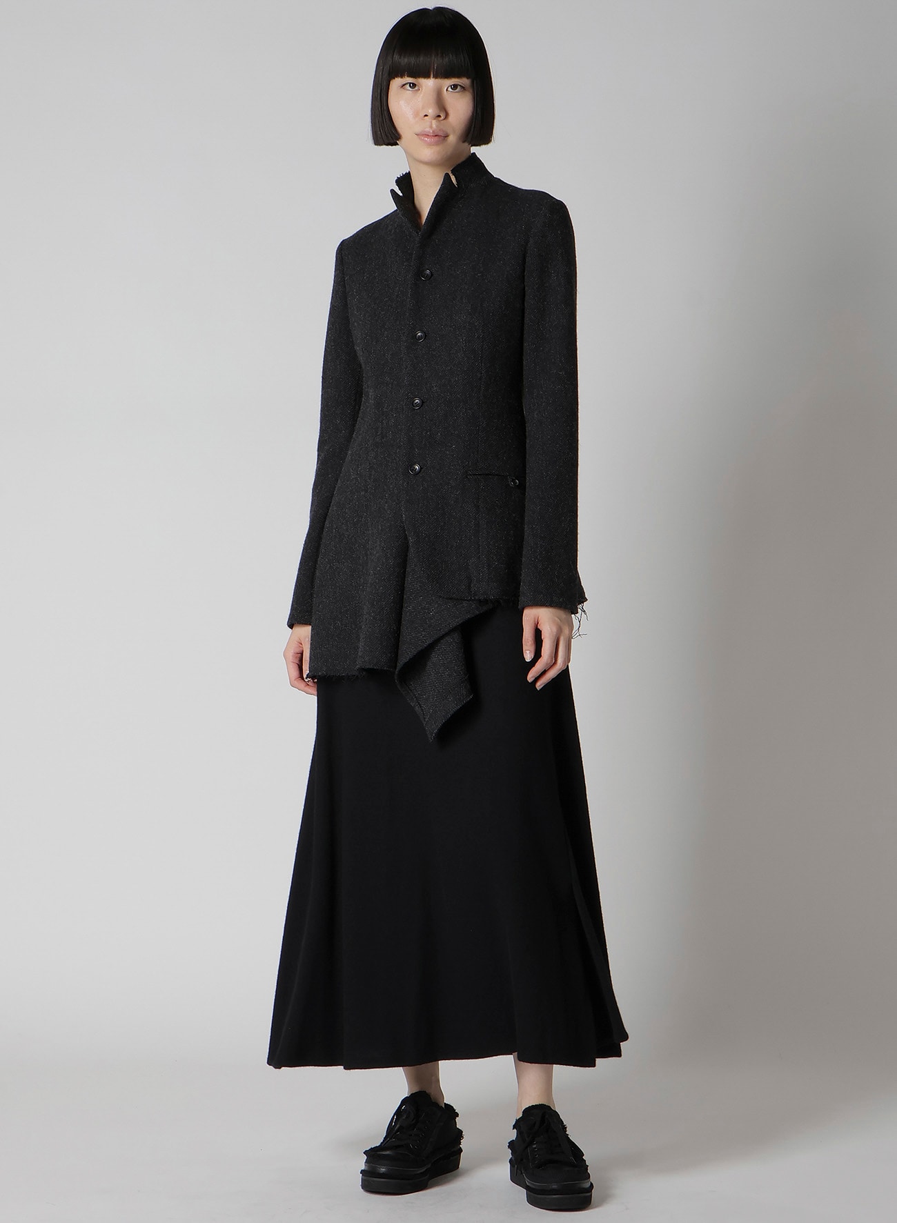 TWEED CLOTH R LONG STAND C JACKET