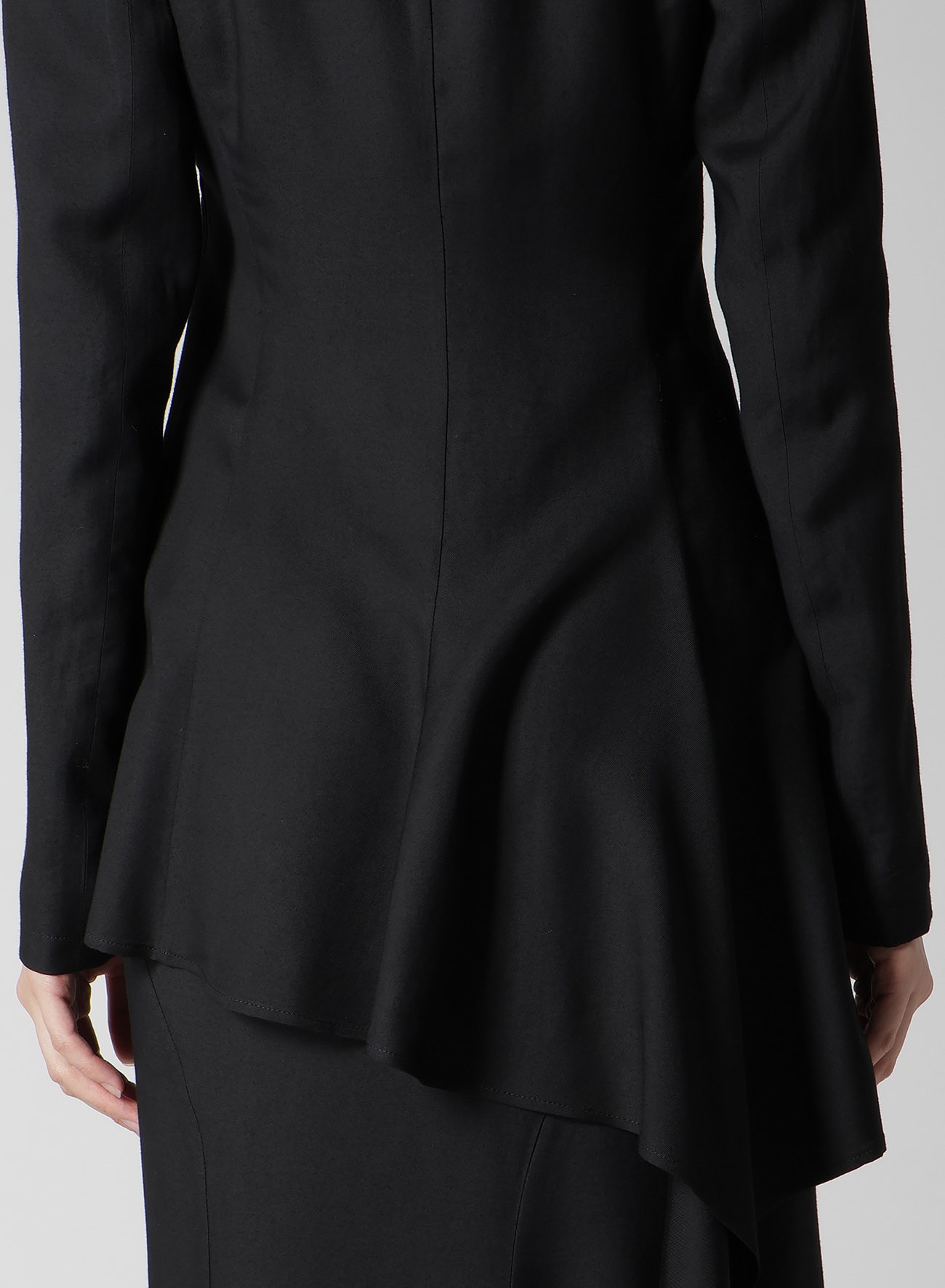 VISCOSE TWILL R LONG STAND C JACKET(XS Black): Yohji