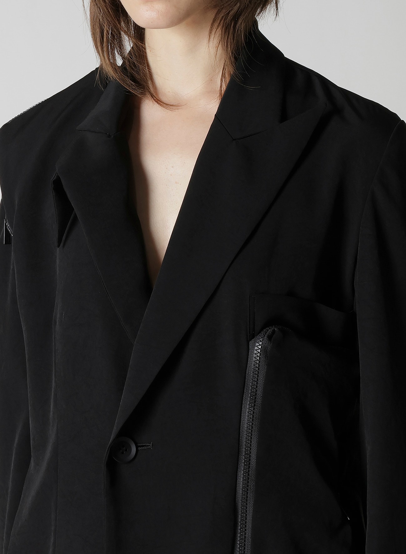 TA/PE CREPE DE CHINE ZIP DETAIL JACKET