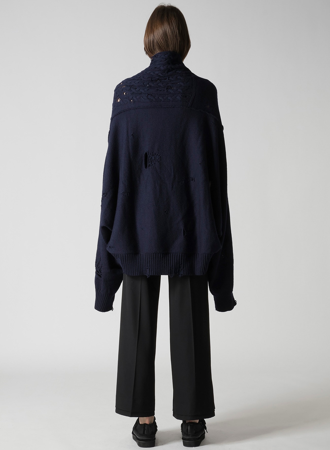 5G1P COMBINATION PATTERN DAMAGED DETAIL CARDIGAN