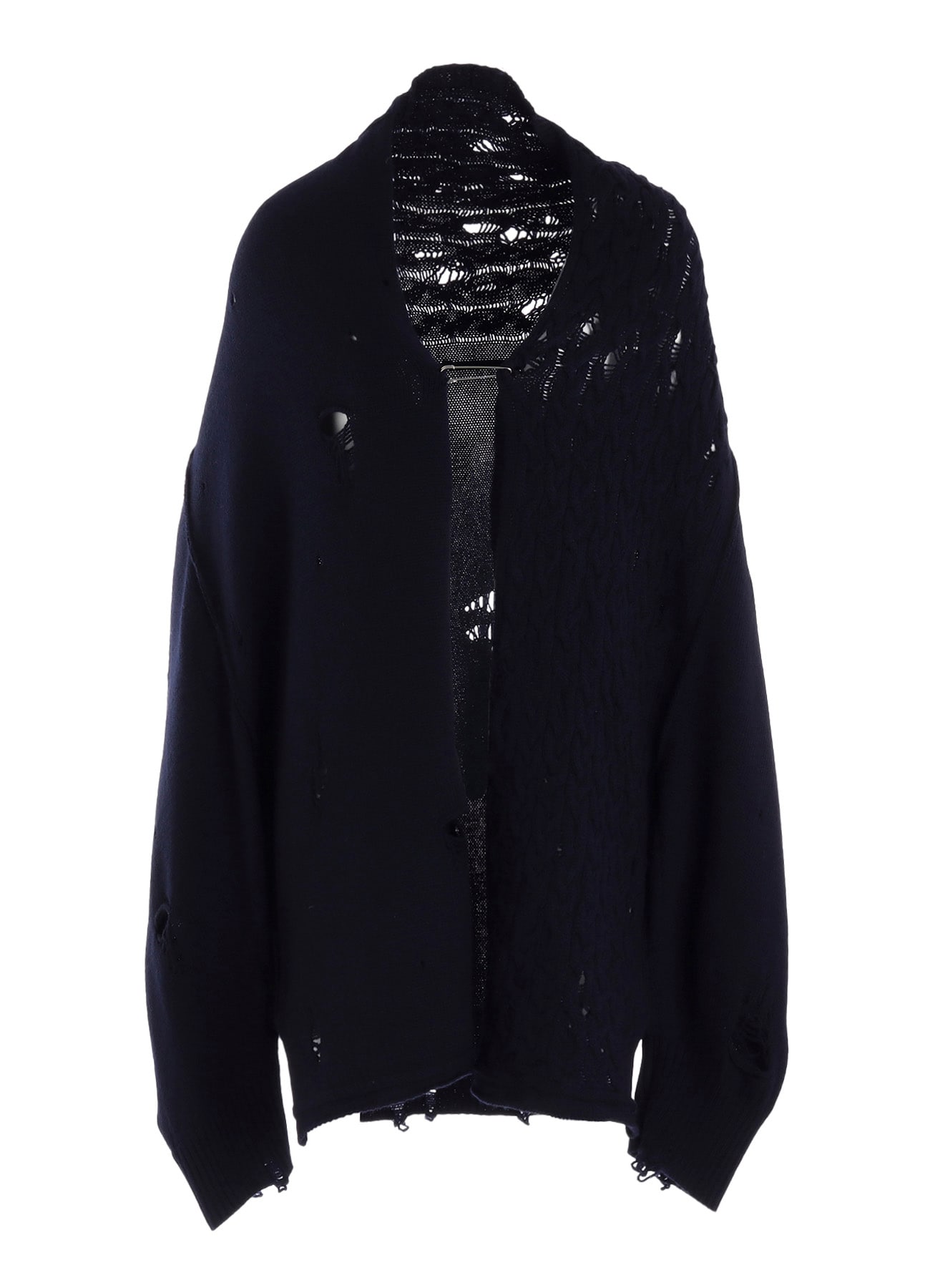 5G1P COMBINATION PATTERN DAMAGED DETAIL CARDIGAN